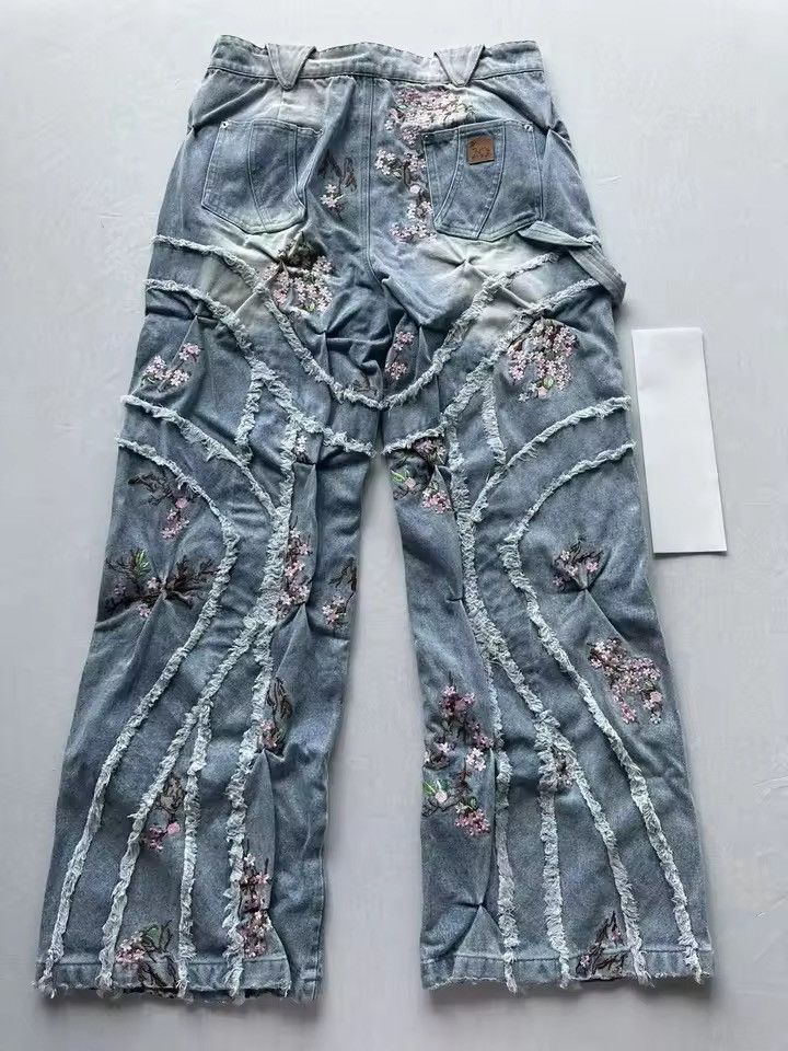 Jean nezawa x Asano Floral Denim Jeans Size US 34 / EU 50 - 3 Thumbnail