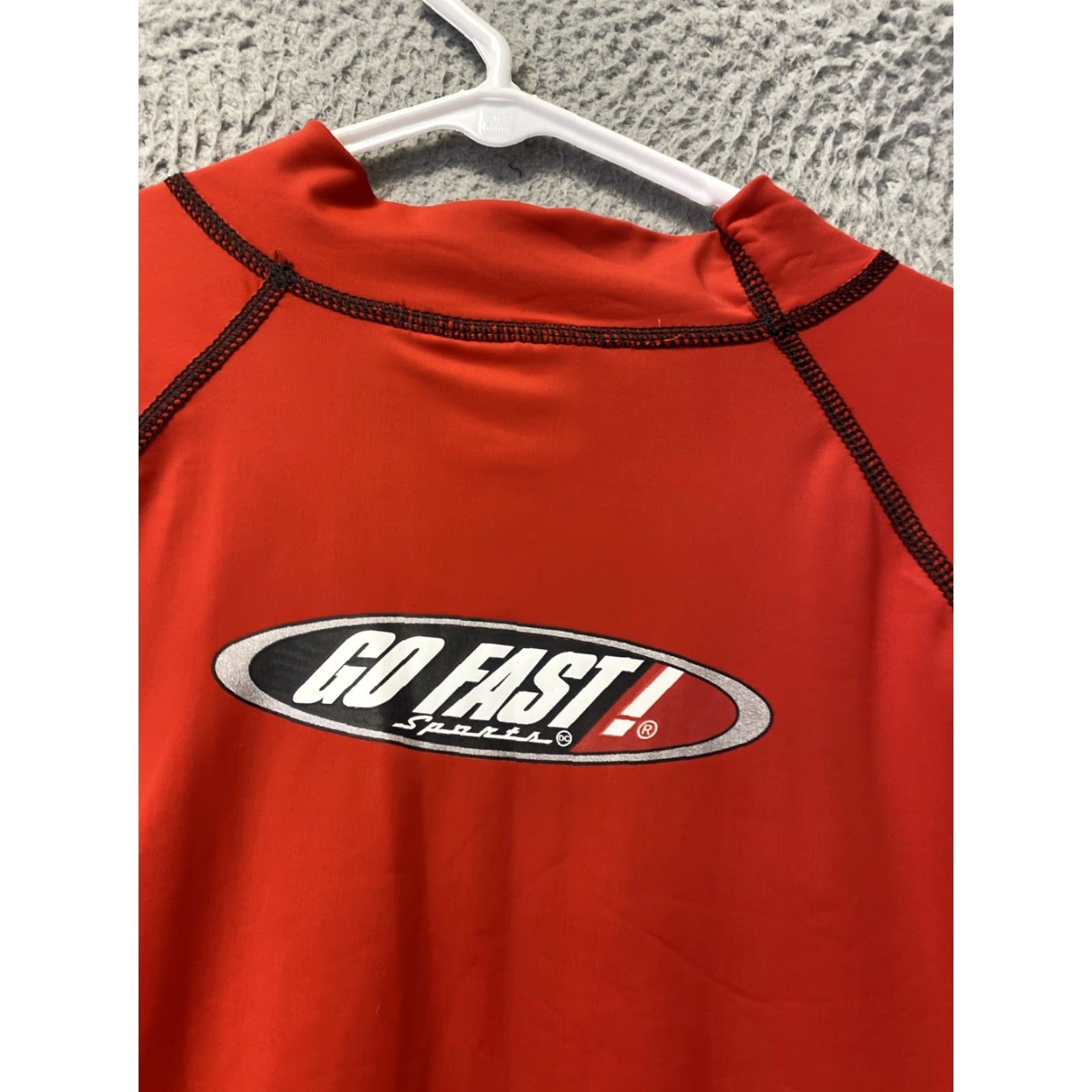 Vintage GO FAST Shirt Compression Long Sleeve Go Fast 2XL Adult Red Solid Gym & Training Activewear Mens T-Shirt Size US XXL / EU 58 / 5 - 8 Thumbnail