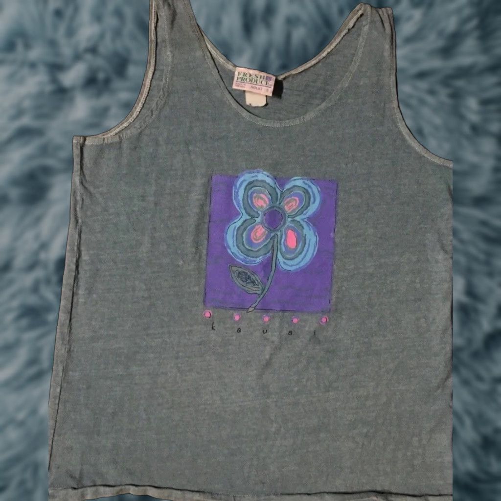Vintage VINTAGE 90s Kauai Hawaii Faded Abstract Flower Tank Top S Men Blue Sleeveless T-Shirt Surf Grunge TC Single Stitch Size S Size US S / EU 44-46 / 1 - 1 Thumbnail