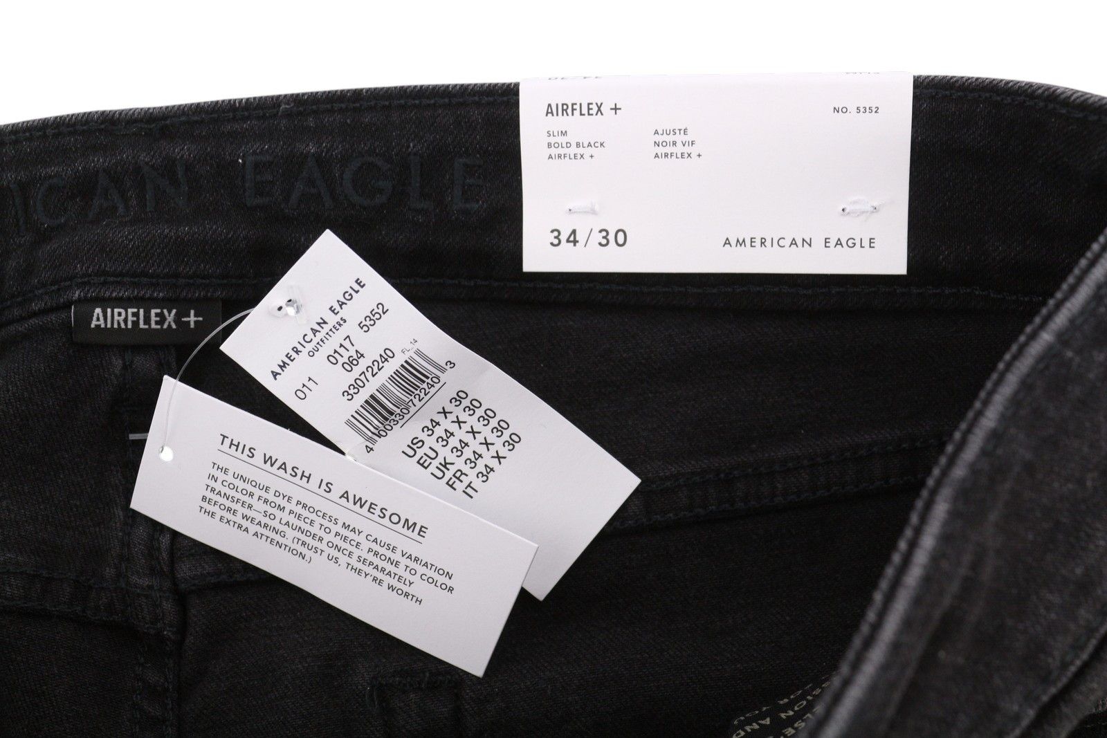 American Eagle Outfitters AIRFLEX+ W34/L30 Black Slim Stretch Jeans 88962 Size US 34 / EU 50 - 6 Thumbnail
