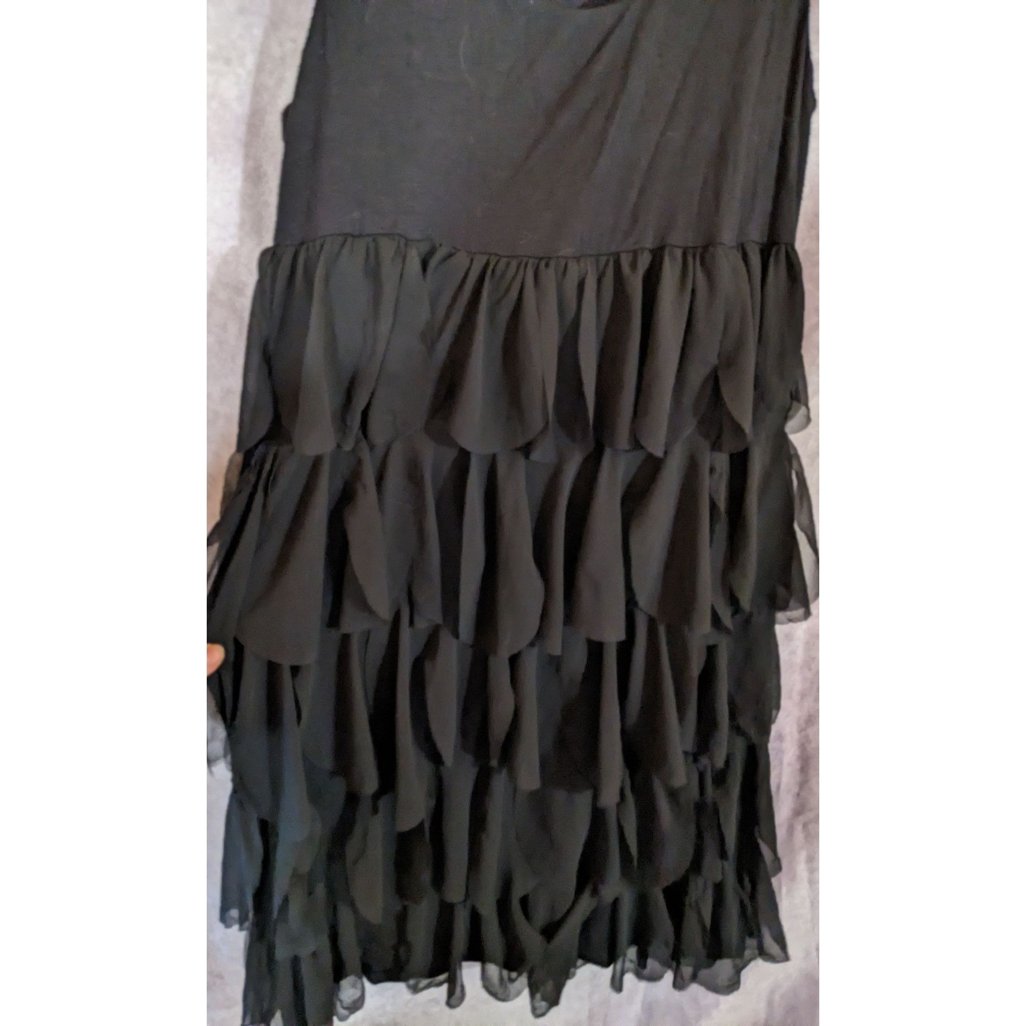 Alfani Alfani Petite Black Tiered Ruffle Sleeveless Dress Size Smal Size S / US 4 / IT 40 - 4 Thumbnail