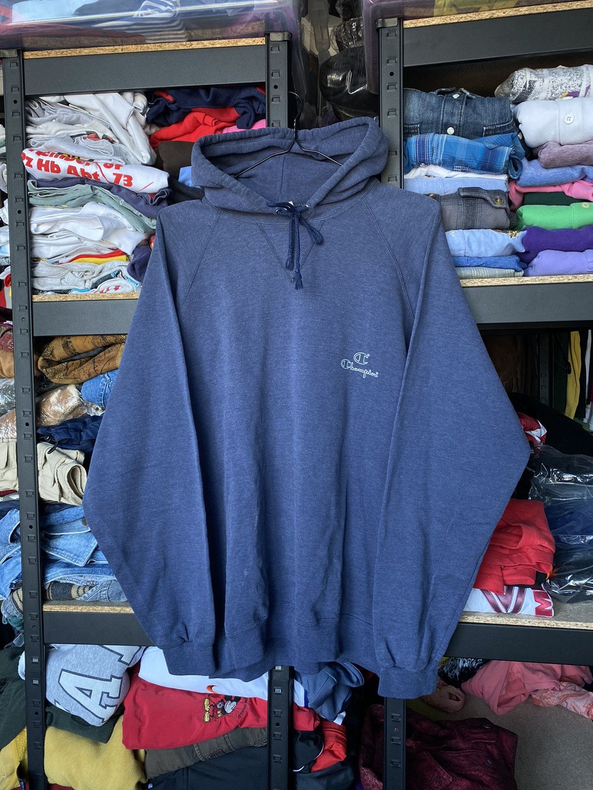 Champion 🔥90s Champion Sun Faded Oversized Blue mens Hoodie rare Size US XL / EU 56 / 4 - 9 Thumbnail