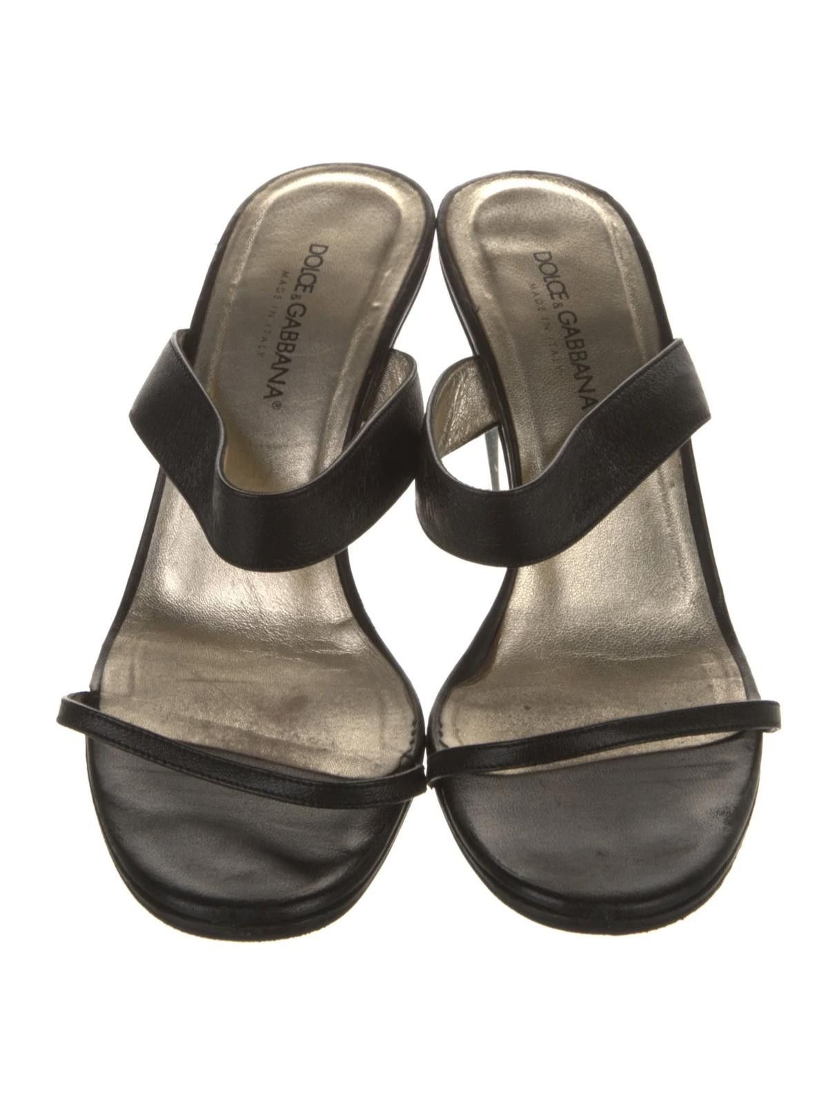 Dolce & Gabbana Dolce & Gabbana Leather Slides Women's Size: 7 | IT 38 Size US 7 / IT 37 - 3 Thumbnail