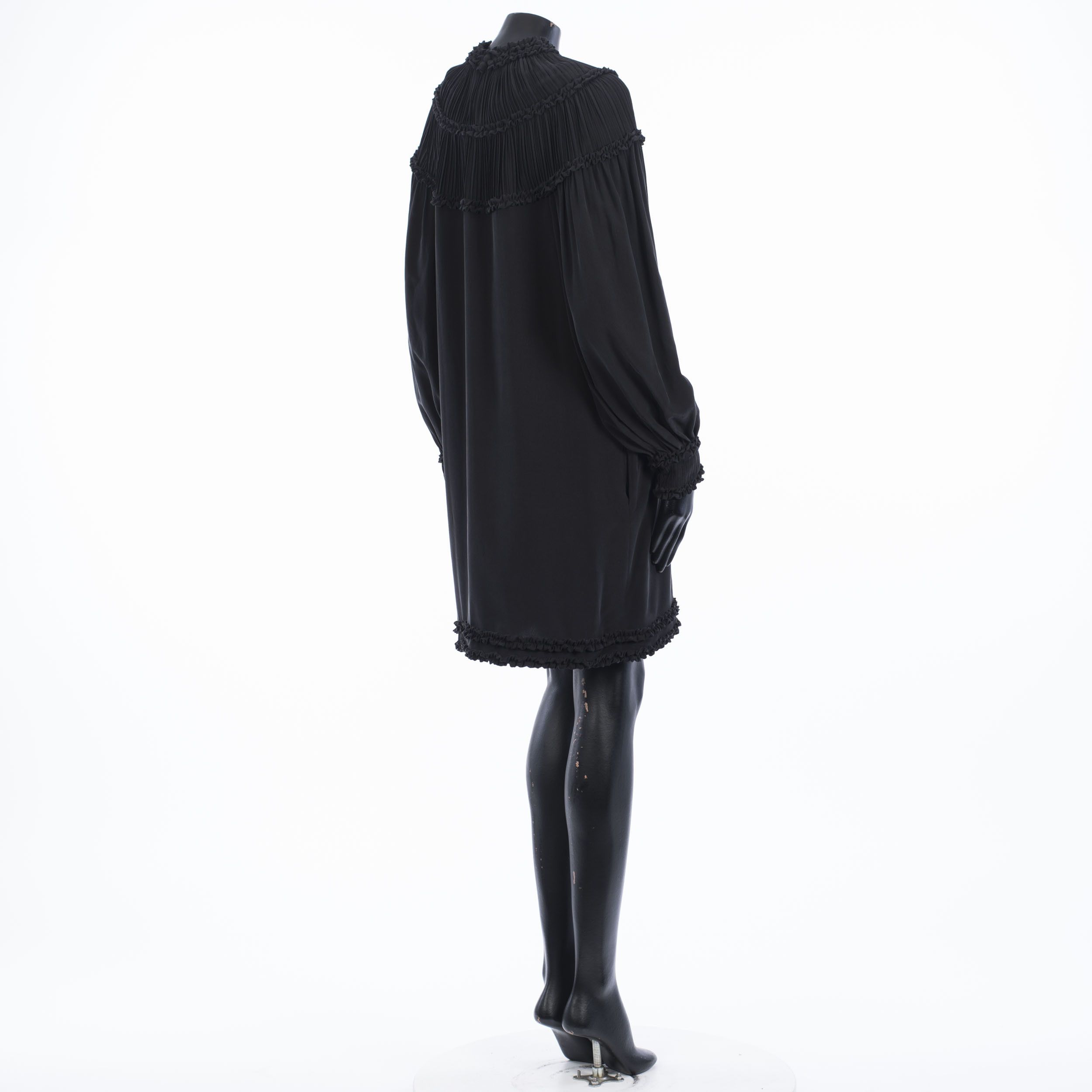 Fendi Crêpe De Chine Dress With Ruffles In Black Silk Size M / US 6-8 / IT 42-44 - 6 Thumbnail
