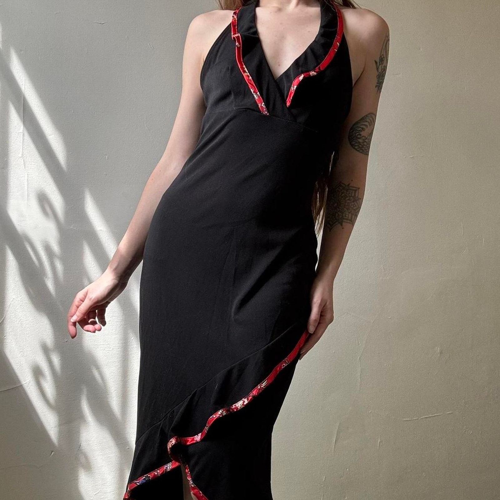 Vintage Vintage Rampage Black Halter Midi Dress Small Y2K Spring Size S / US 4 / IT 40 - 4 Thumbnail