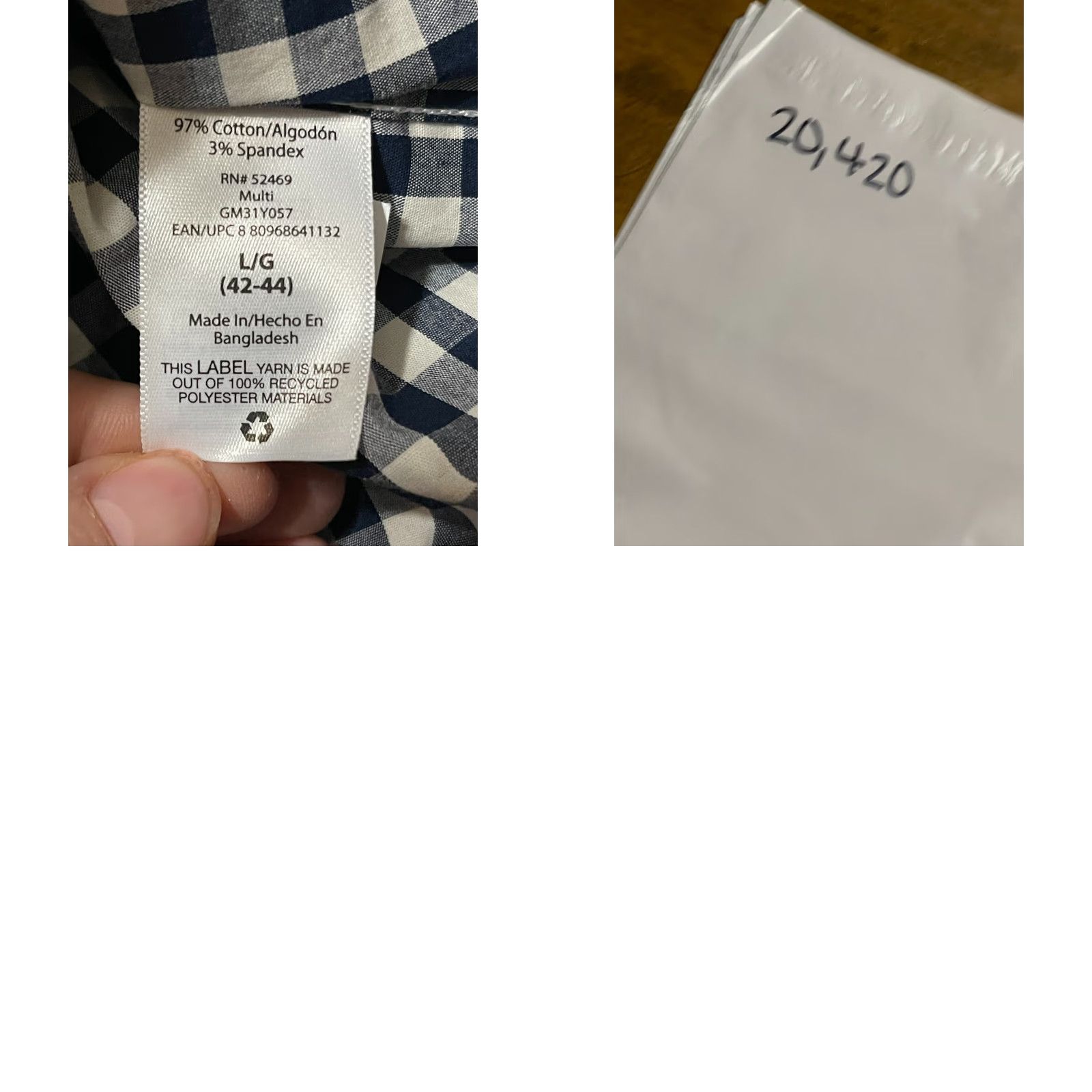 George George Shirt Mens L Blue White Plaid Button Up Long Sleeve Classic Fit Size US L / EU 52-54 / 3 - 8 Thumbnail