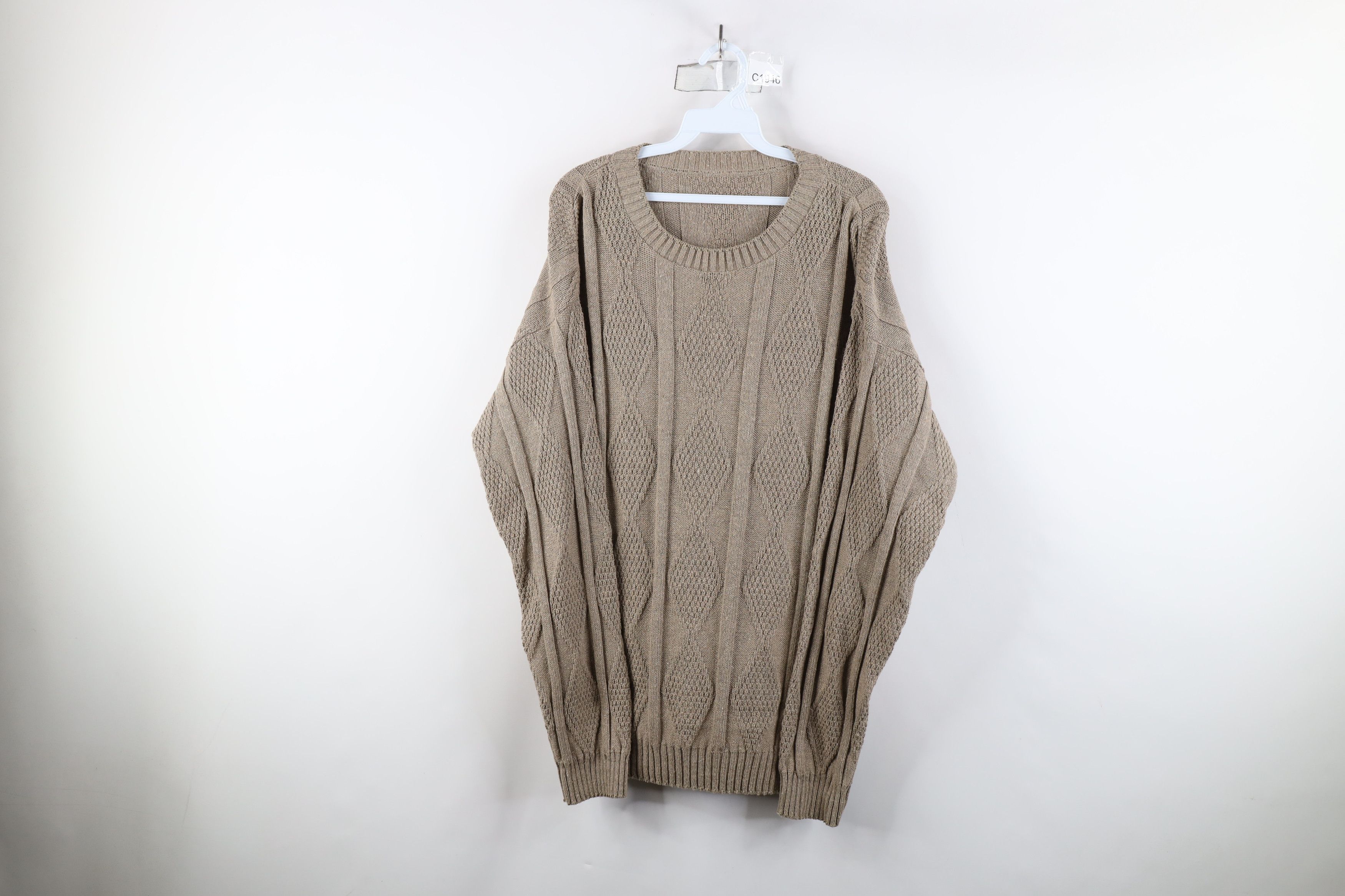 Vintage Vintage 90s Streetwear Argyle Diamond Ribbed Knit Sweater Size US M / EU 48-50 / 2 - 1 Thumbnail