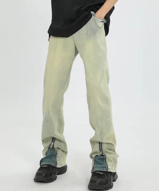 Japanese Brand Vintage washed distressed zipper flared jeans y2k Size US 32 / EU 48 - 1 Thumbnail