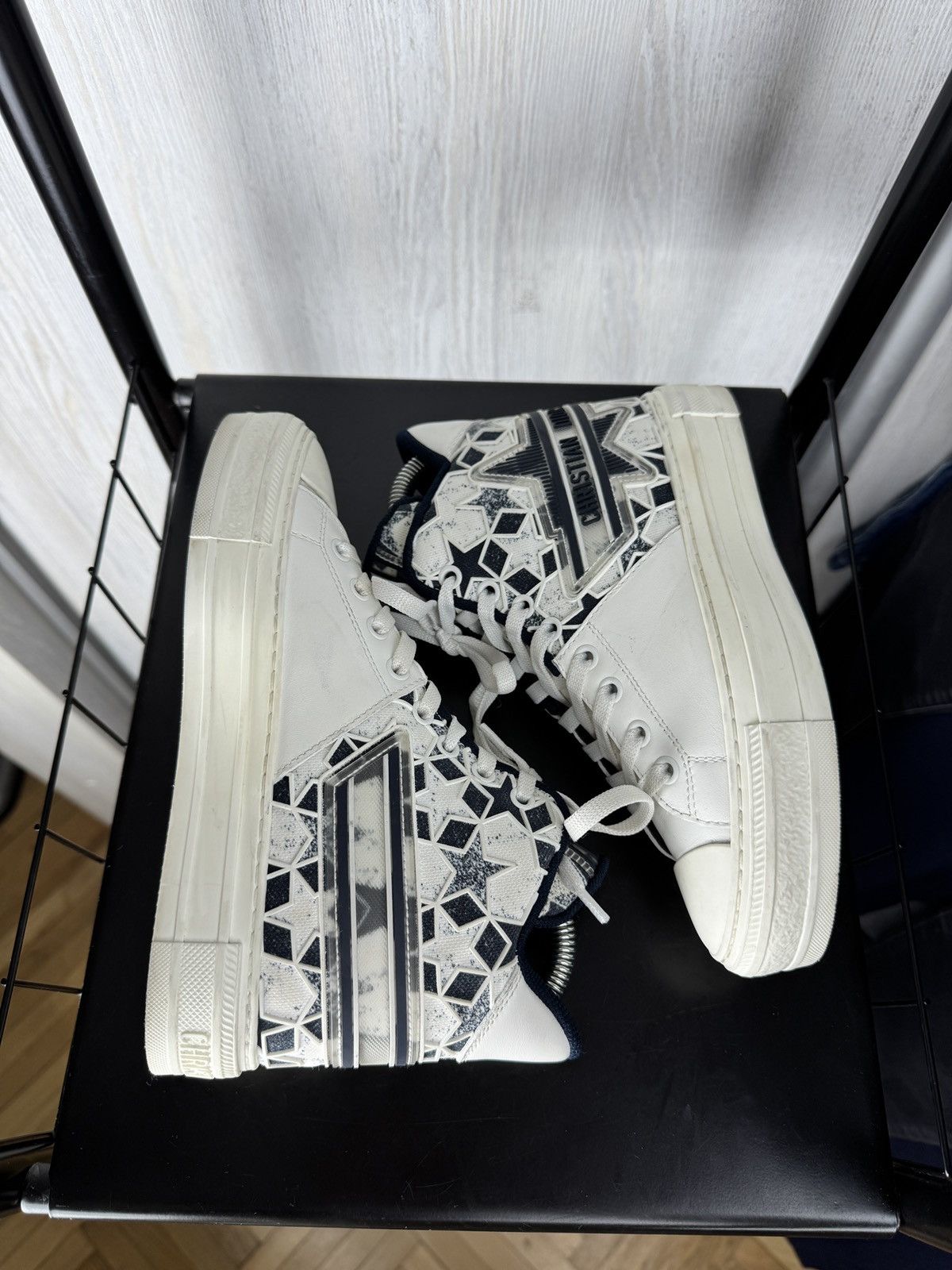 Dior Dior Walk'n'Dior Star Star Lace Up High Top Leather Sneakers Size US 4.5 / IT 34.5 - 10 Thumbnail