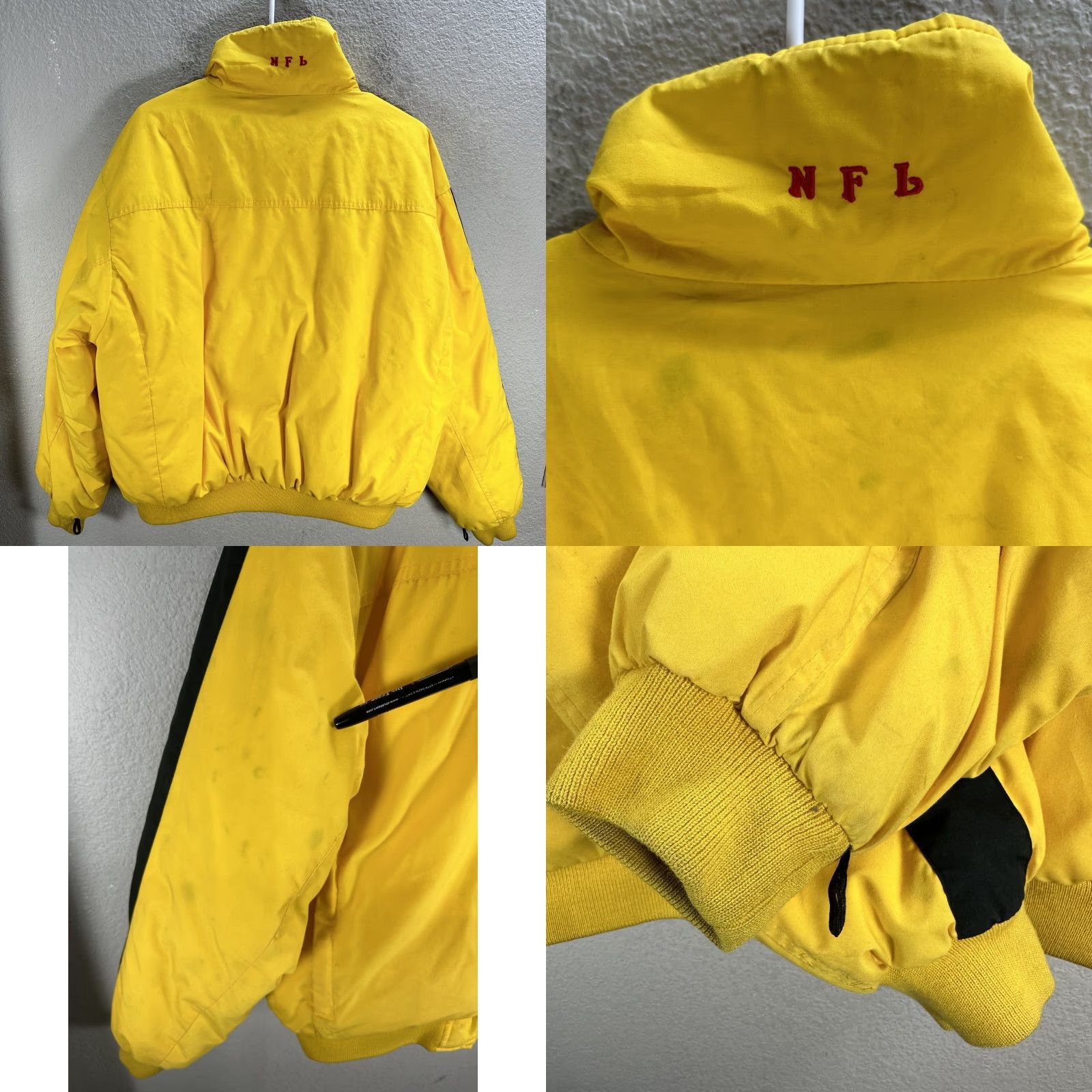 NFL VINTAGE Triple F.A.T. Goose Pittsburgh Steelers NFL Bomber Jacket Yellow Sz L Men Jacket Down Zip Size US L / EU 52-54 / 3 - 8 Thumbnail