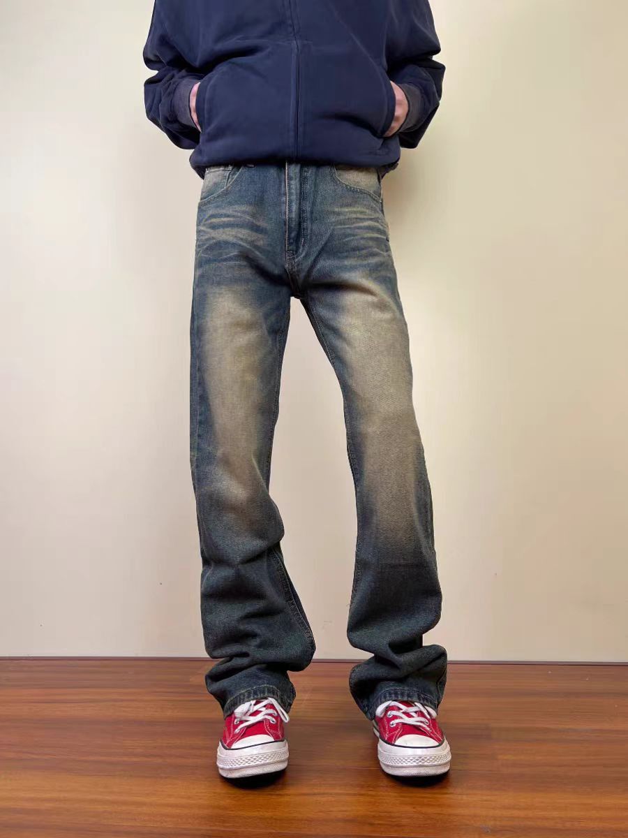 Japanese Brand × Jean Vintage yellow mud washed straight baggy jeans Size US 32 / EU 48 - 4 Thumbnail