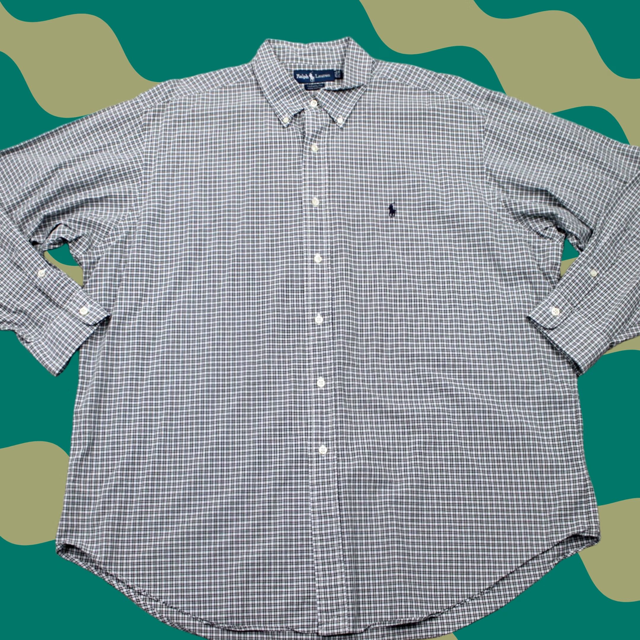 Ralph Lauren Ralph Lauren Yarmouth Dress Shirt Mens 17 1/2 35 Black/Blue/White Cotton L/S Shirt Mens Regular 100% Cotton Solid Logo Preppy Classic Women? No Size 48R - 1 Thumbnail