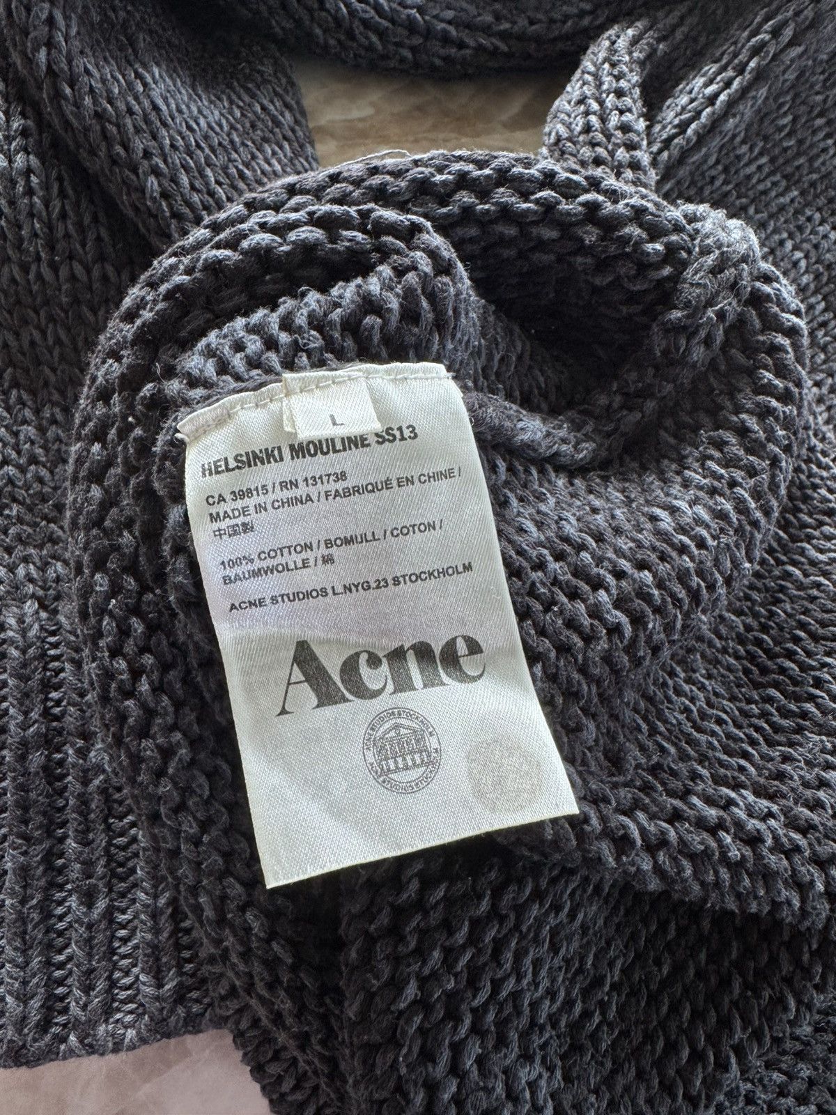 Acne Studios Helsinki Mouliné Cotton Knit Sweater Size US L / EU 52-54 / 3 - 6 Thumbnail