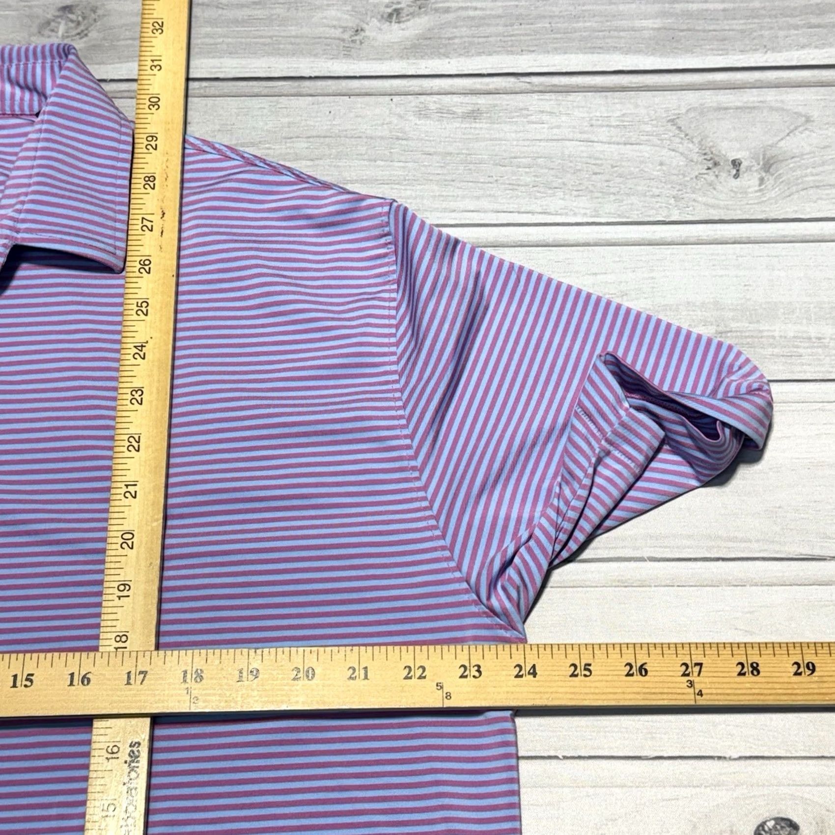Vintage Horn Legend Polo Shirt Mens XL Pink Blue Striped Golf Performance Stretch Shirt Size US XL / EU 56 / 4 - 5 Thumbnail