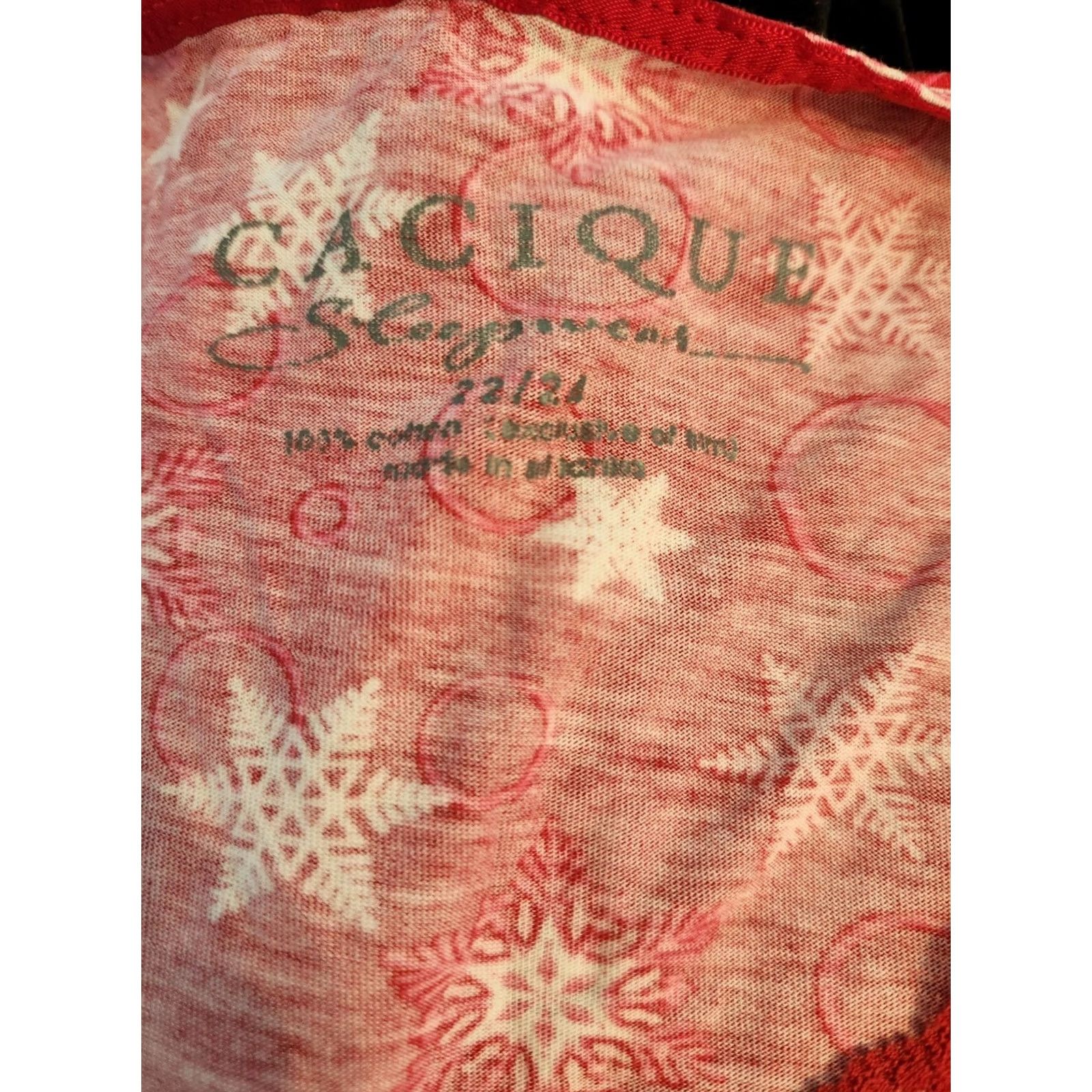 Vintage Cacique Pajama Dress 22 24 Red Snowflake Print Holiday Sleepwear Size 3XL / US 20-22 - 7 Thumbnail