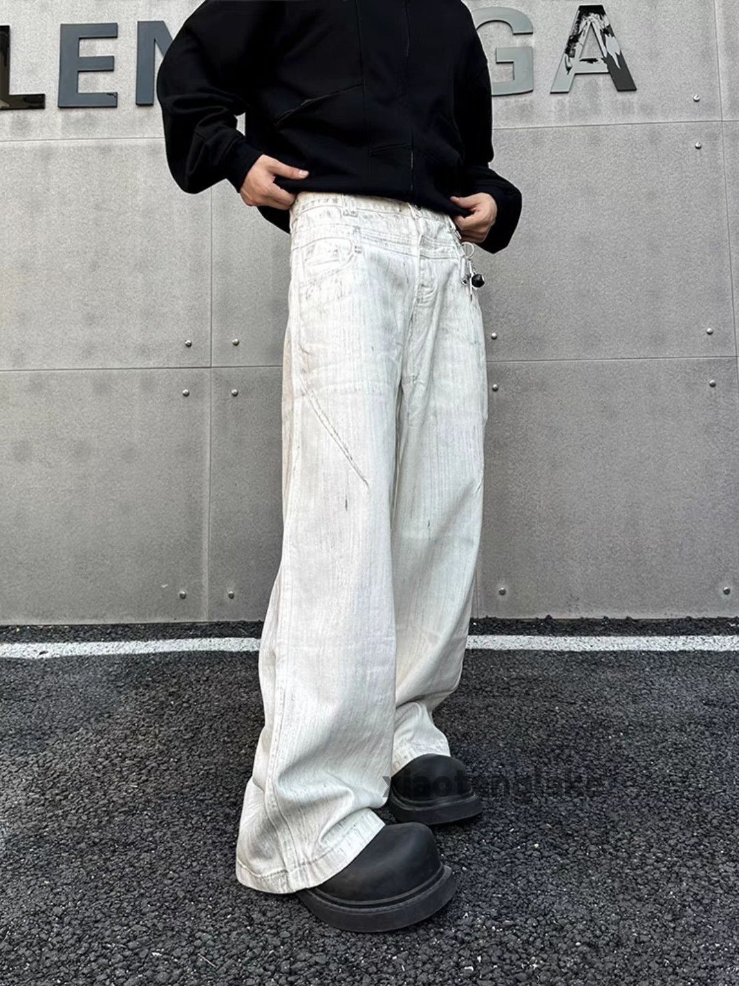 Jean × Vintage Utility skate hiphop punk stain loose baggy patchwork jeans Size US 28 / EU 44 - 5 Thumbnail