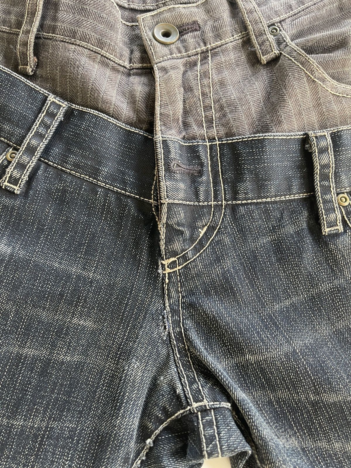 Japanese Brand Crazy Asymmetrical Double Waist Denim Size US 31 - 6 Thumbnail