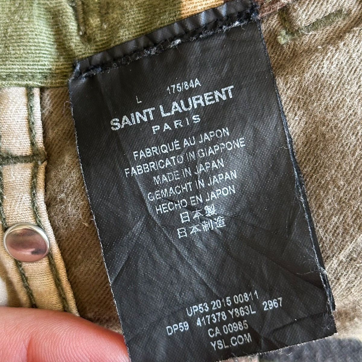 Hedi Slimane × Saint Laurent Paris SLP SS16 Studded Camo Cargo Shorts Size US 34 / EU 50 - 9 Thumbnail