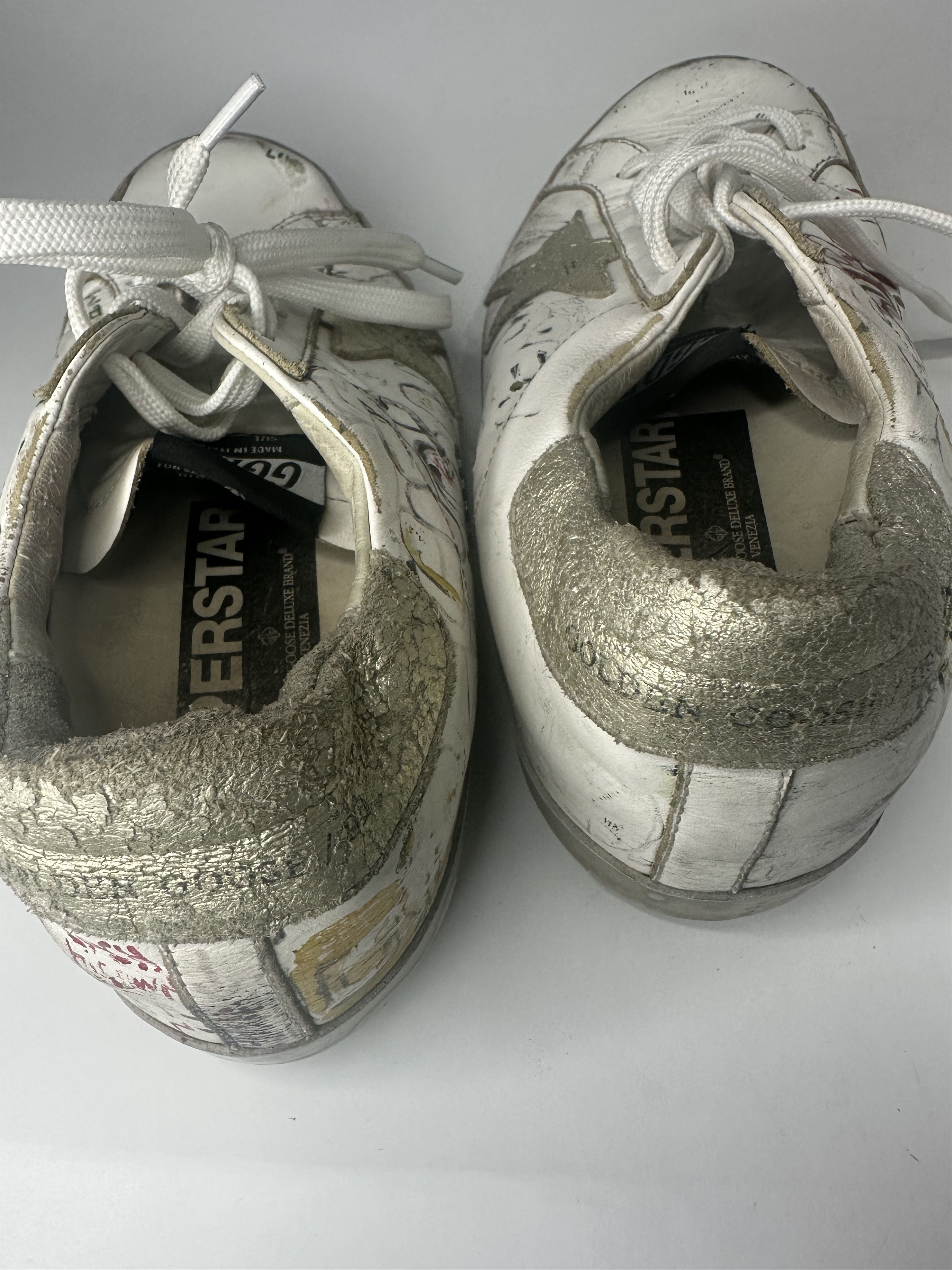 Golden Goose Golden Goose Graffiti Superstar Distressed Leather Sneakers. Size US 7 / EU 40 - 12 Thumbnail