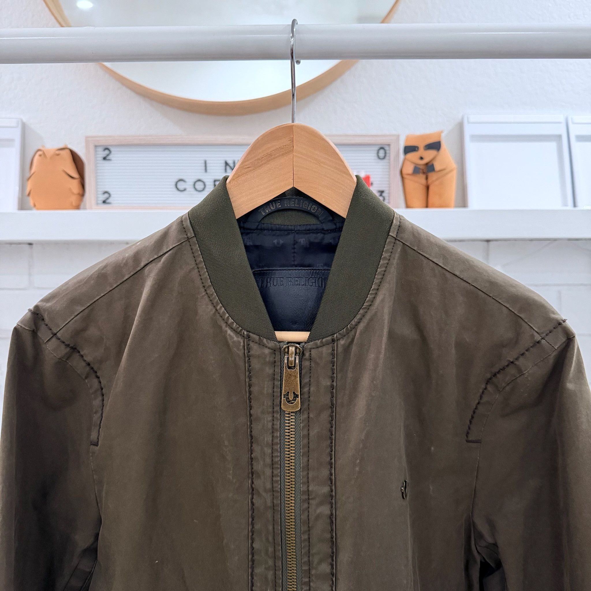 True Religion True Religion Logo Cotton Blend Olive Green Bomber Jacket Size US S / EU 44-46 / 1 - 3 Thumbnail