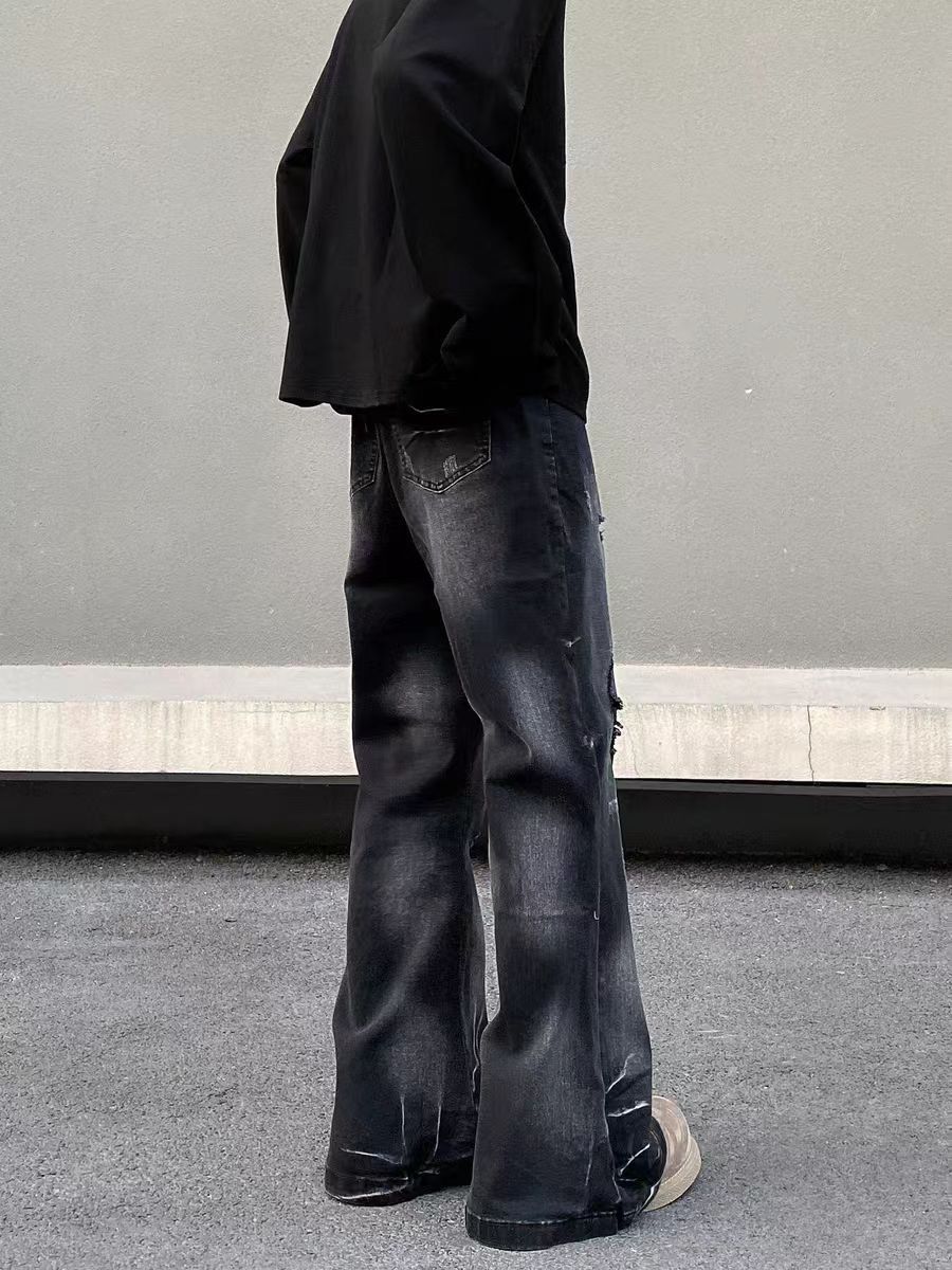 Designer × Jean × Vintage High street vintage ripped micro flare baggy jeans Size US 32 / EU 48 - 4 Thumbnail