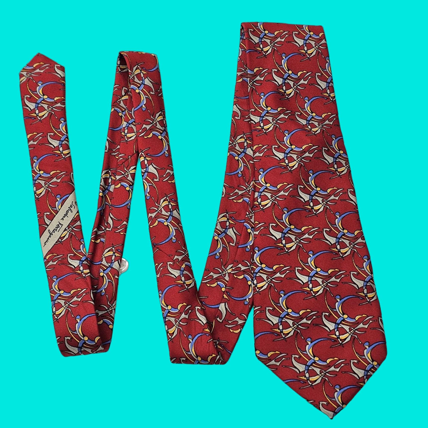 Salvatore Ferragamo Salvatore Ferragamo Tie Mens Red Renaissance Archer Running Dog Luxury Size ONE SIZE - 1 Thumbnail