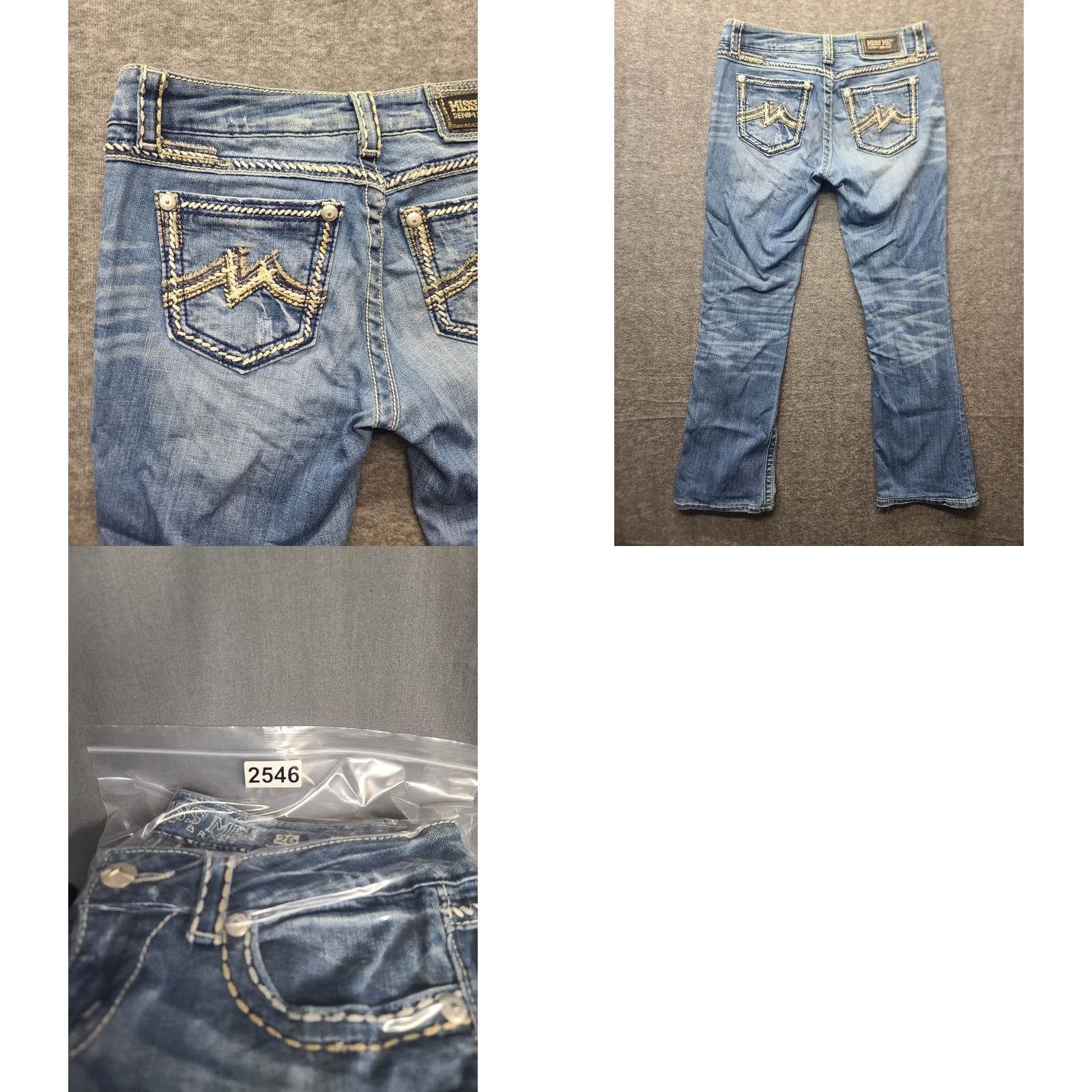 Miss Me Miss Me Jeans Womens Regular Fit Bootcut 26x28 Mid Rise Distressed Velvety Blue Denim Stretch Size 26" / US 2 / IT 38 - 9 Thumbnail