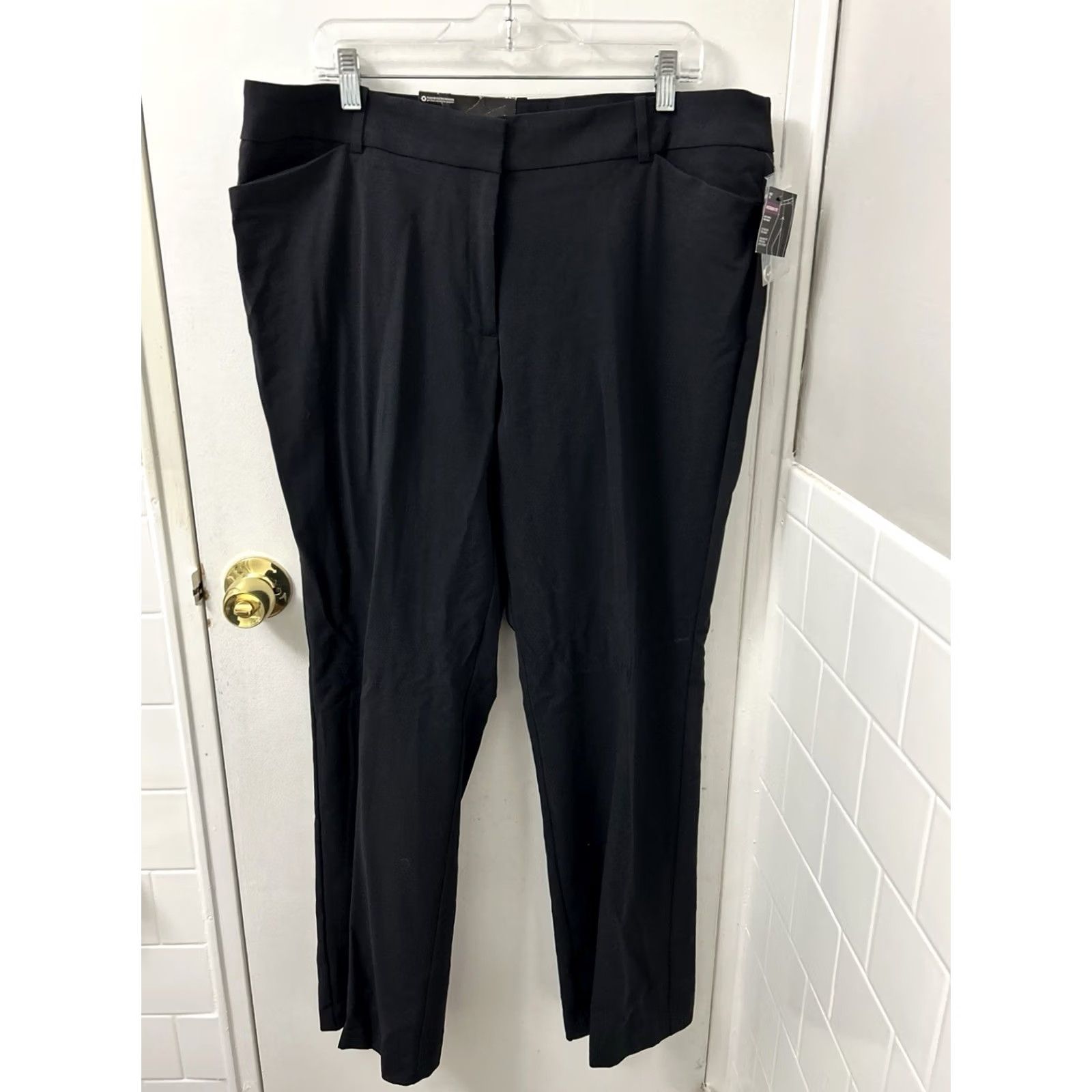 George George Modern Pants Womens Black Size 18 L32 Straight Fit NWT Dress Pants Easy Care Zipper Trousers Size 40" / US 18 - 6 Thumbnail