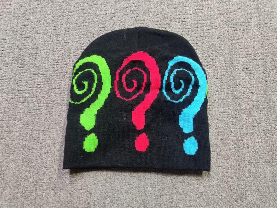 Cartoon Network Question Mark Graphic Scull Cap No Cuff Beanie Hat Black Size ONE SIZE - 2 Thumbnail