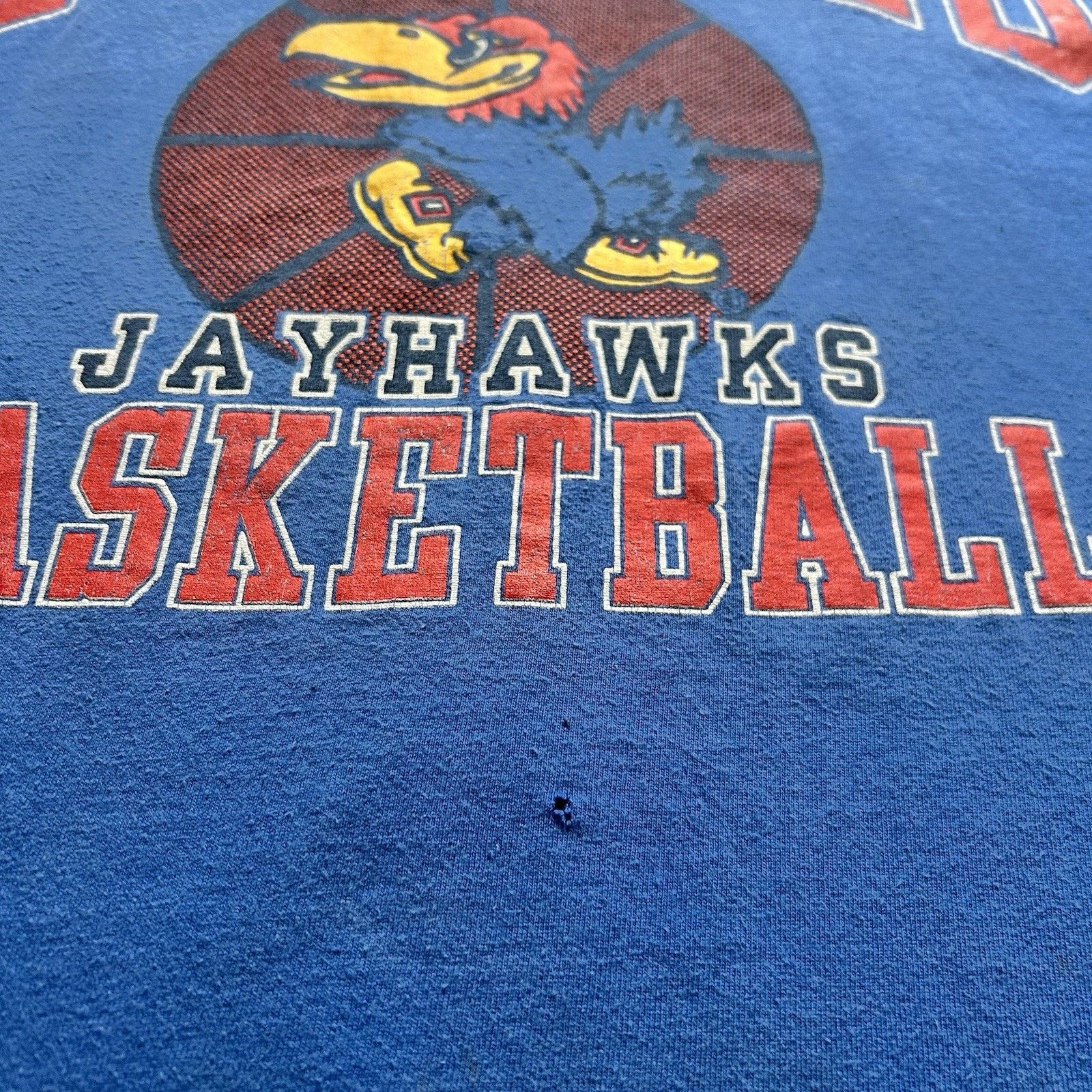 NCAA × Vintage Vintage Kansas Jayhawks T Shirt XL 90s NCAA Basketball Rare Size US XL / EU 56 / 4 - 3 Thumbnail