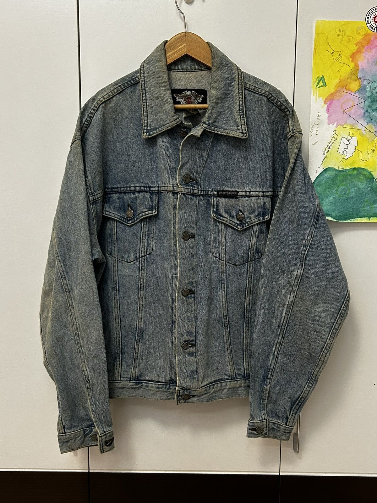 Harley Davidson × Vintage Vintage 90’s Harley Davidson Denim jacket Made in Canada Size US L / EU 52-54 / 3 - 3 Thumbnail