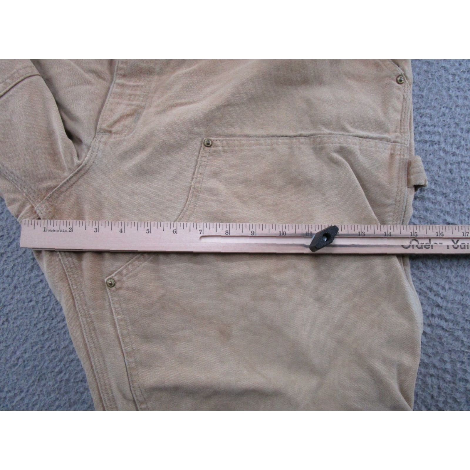 Carhartt VINTAGE Carhartt Pants Workwear Carpenter 90s USA Beige Tan 44x28 5-Pocket Canvas Cotton Mens Jeans/Carpenter Style Size US 44 / EU 60 - 7 Thumbnail