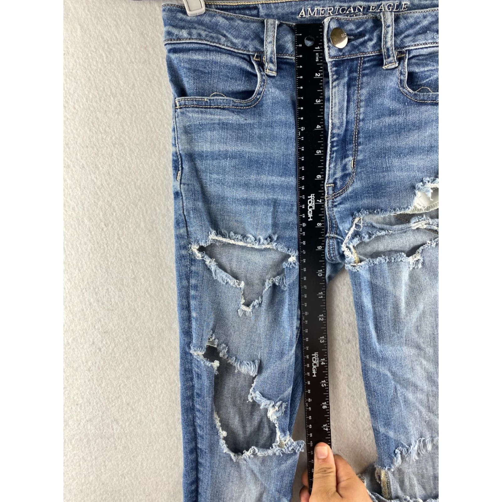 American Eagle Outfitters American Eagle Outfitters Jeans Womens 4 Jegging Stretch Ankle Denim Destroyed High Rise 27in 5-Pocket Blue Size 27" / US 4 / IT 40 - 5 Thumbnail