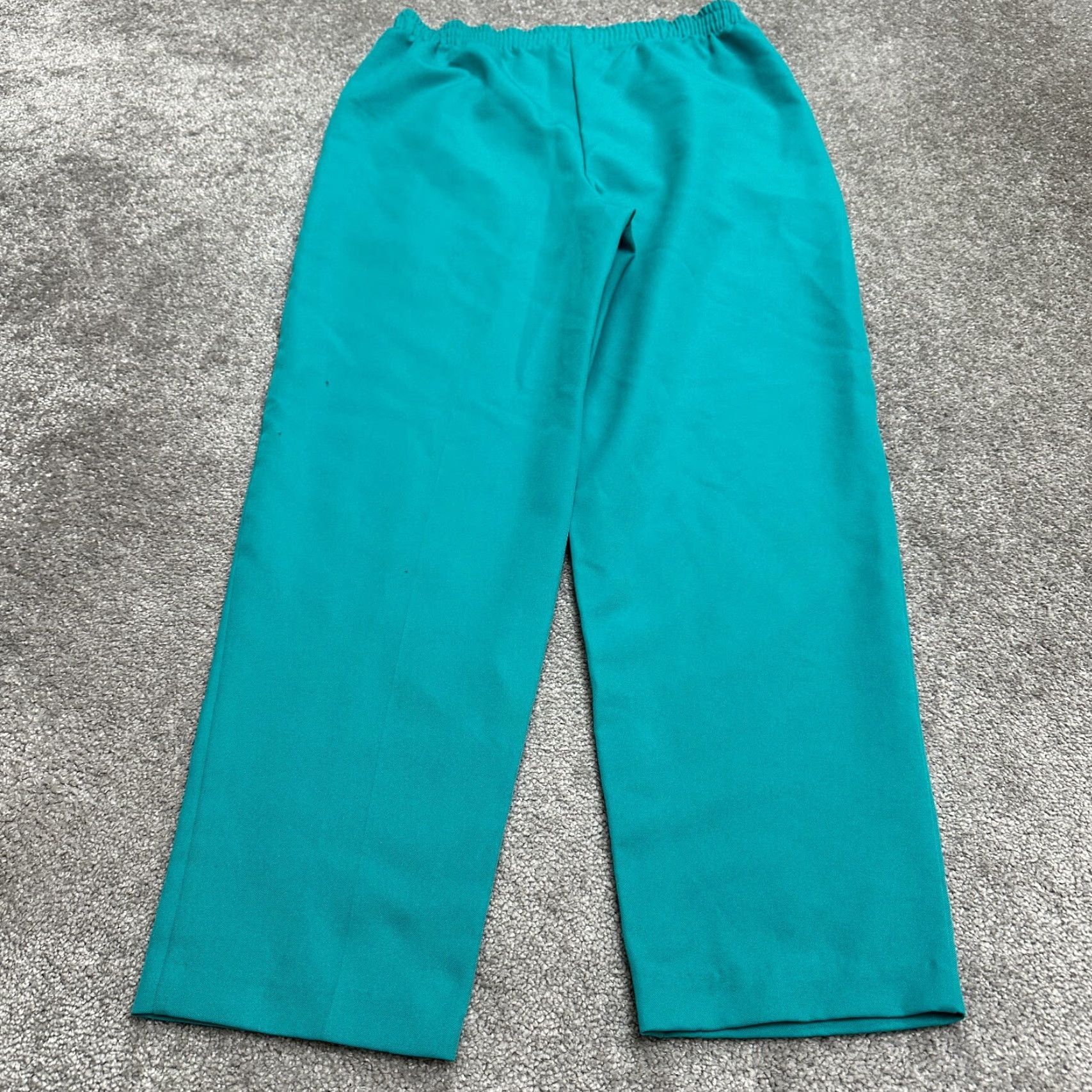 Vintage VINTAGE Bending Easy Dress Pants Women 12 Green High Rise Trouser Elastic Waist Flat Front 29in Inseam Size 34" / US 12 / IT 48 - 2 Thumbnail