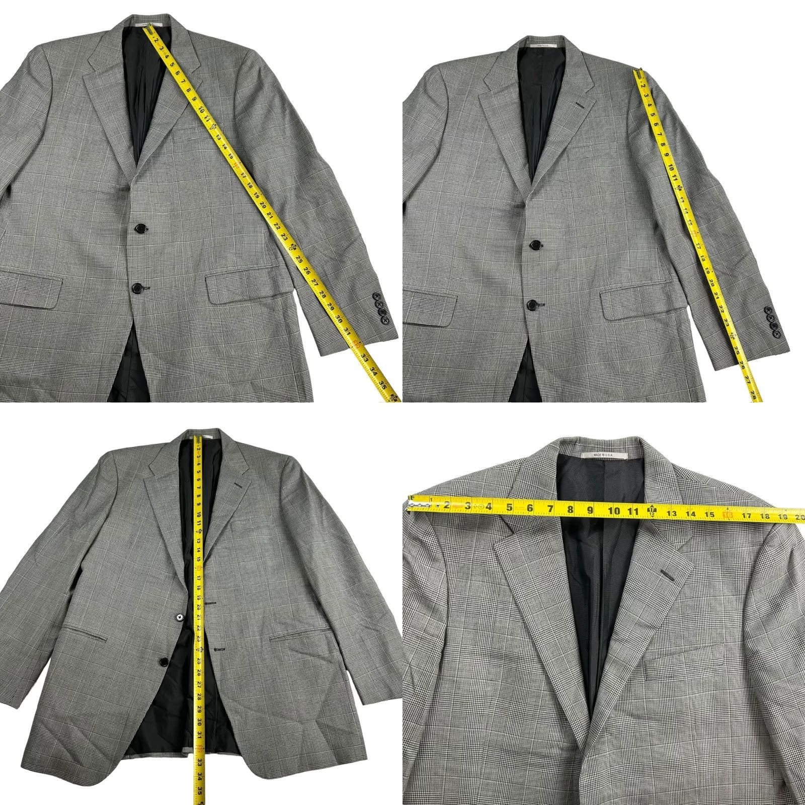 Vintage VINTAGE Hickey Freeman Blazer Plaid 2-Button Wool USA 44L Mens Black/White Glen Plaid Blazer Mens Wool 100% Wool USA 44 Long Men’s Blazer Size 44R - 8 Thumbnail
