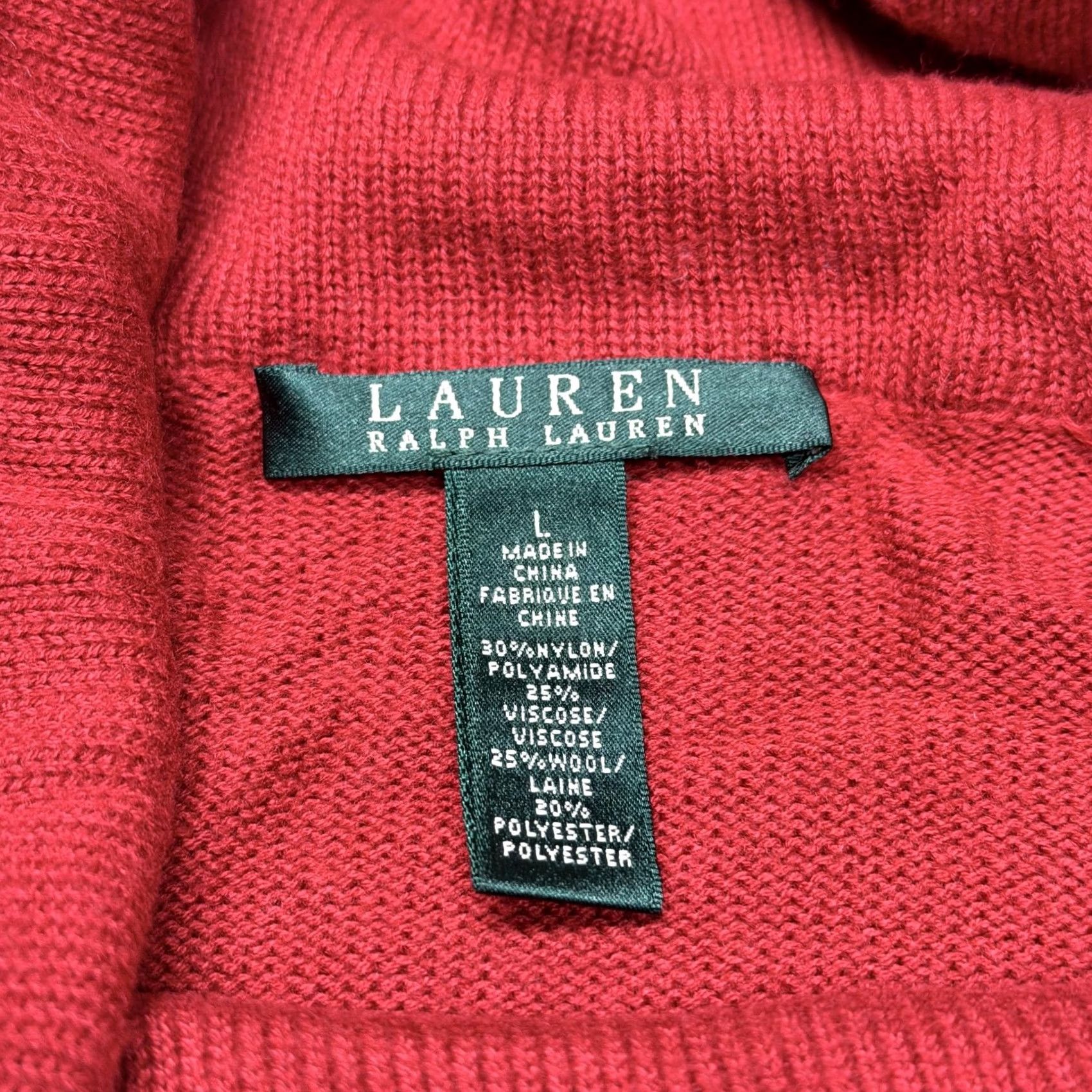 Ralph Lauren Lauren Ralph Lauren Sweater Womens Large Red Stripe Cowl Neck Button Cuff Knit Size L / US 10 / IT 46 - 6 Thumbnail