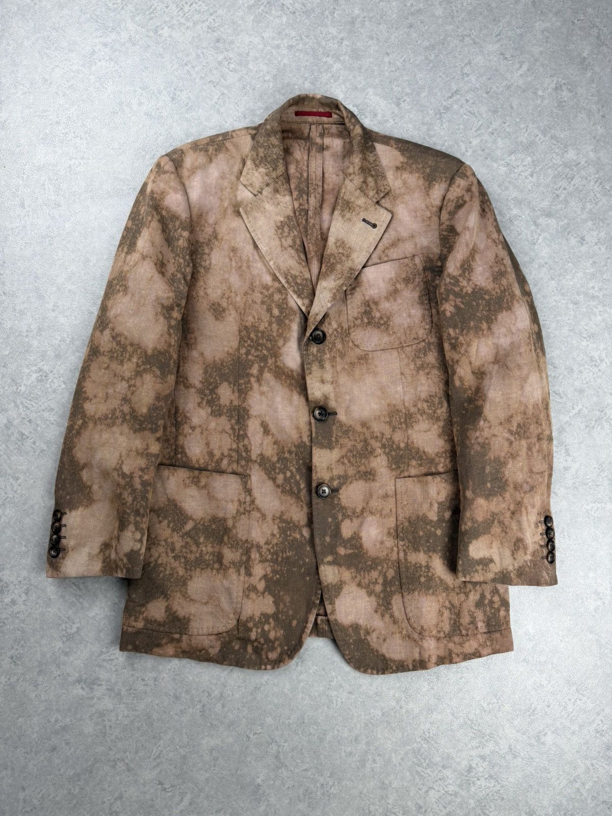Fay Fay Linen Blazer Custom Hand Bleached Herringbone Size 50 Size US M / EU 48-50 / 2 - 1 Thumbnail