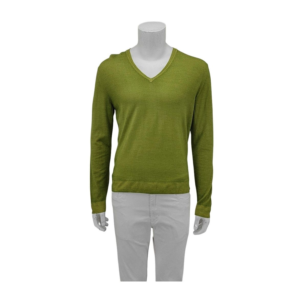 Fendi Fendi Green Wool V-Neck Sweater 50 Size US M / EU 48-50 / 2 - 1 Thumbnail