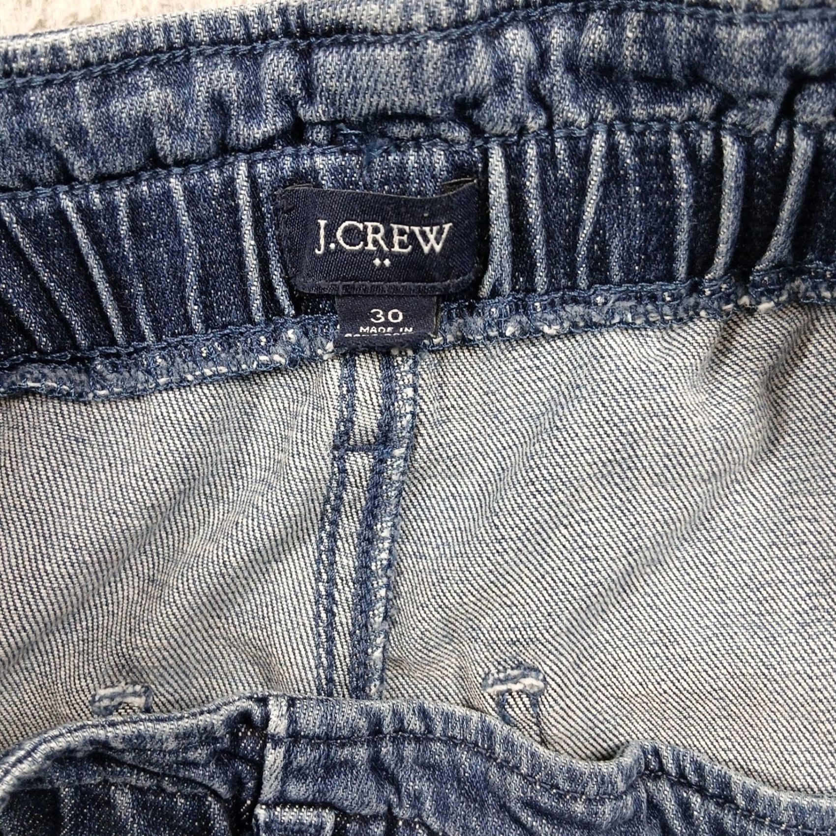 J.Crew VINTAGE not applicable J.CREW Pull-On Wide Leg Denim Trousers Women's 30 Blue Elastic Waist EUC Size 30" / US 8 / IT 44 - 3 Thumbnail