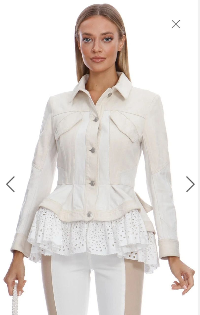 Alexander McQueen Alexander McQueen Ruffled Peplum Lace Denim Jacket IT 40 Size S / US 4 / IT 40 - 1 Thumbnail