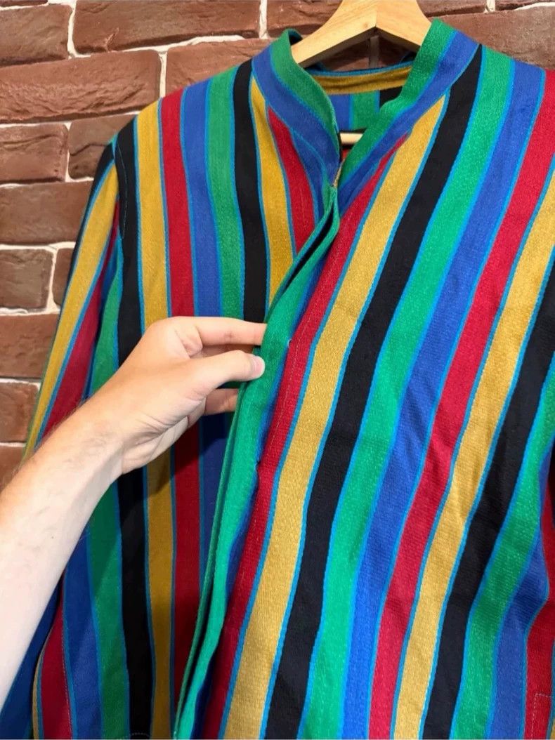 Kenzo KENZO Color striped slanted collar wool coat Size S / US 4 / IT 40 - 3 Thumbnail