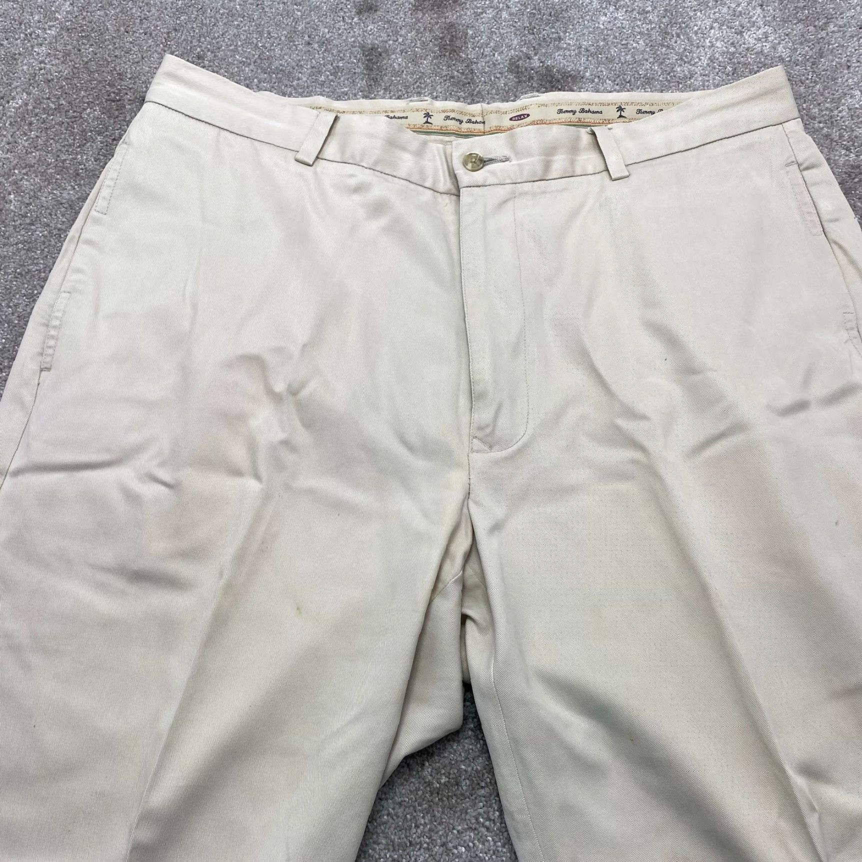 Tommy Bahama Tommy Bahama Pants Mens 38x26 Beige Khaki Flat Front Relaxed Chino Slacks Men’s 38 Beige Solid Casual Workwear 7199 Size US 38 / EU 54 - 3 Thumbnail