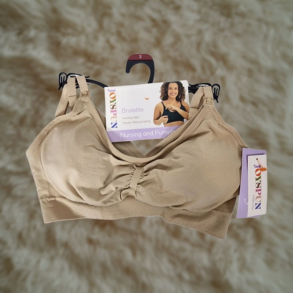 Vintage Joyspun Maternity Nursing & Pumping Bralette 2 Pack Black Beige Small NWT Size ONE SIZE - 1 Thumbnail