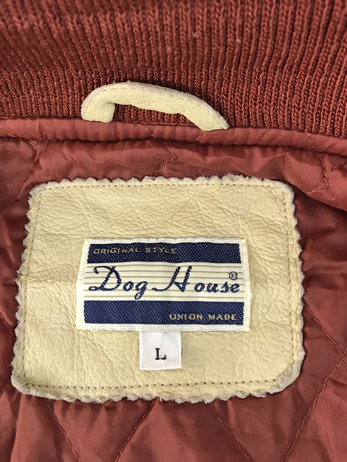 Vintage Dog House Simple Varsity Jacket Checked Leather Sleeve Size US L / EU 52-54 / 3 - 6 Thumbnail
