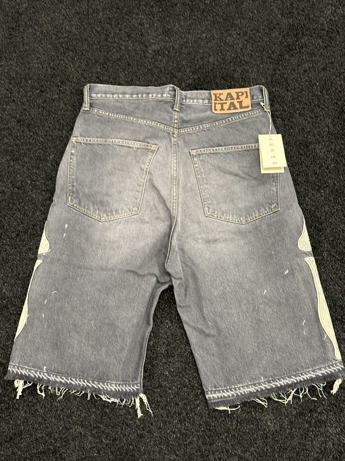 Kapital Kapital Black Denim Short Pants (Bone Embroidery) Size US 34 / EU 50 - 7 Thumbnail