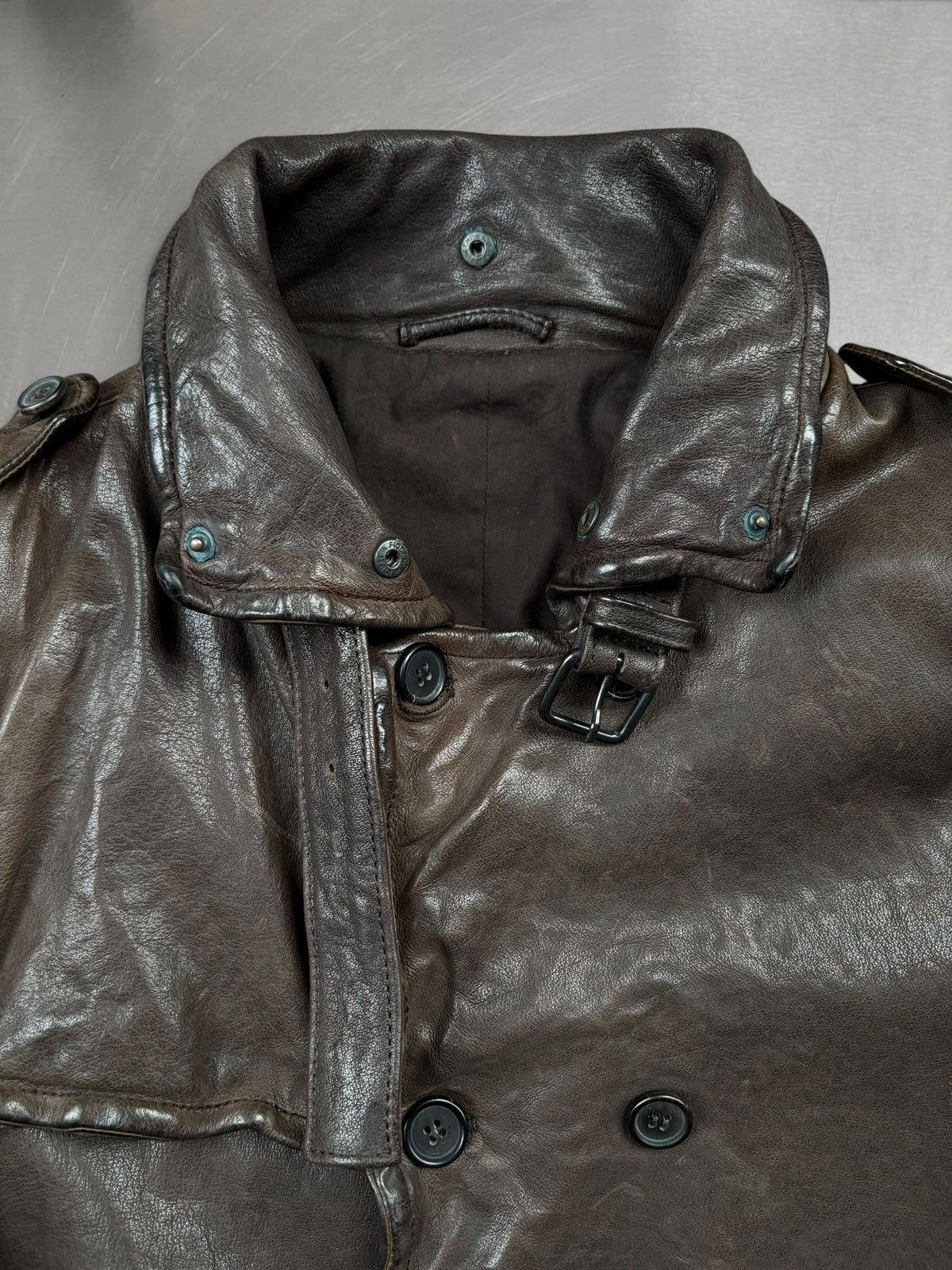 Neil Barrett Neil Barrett leather trench coat in dark brown Size US M / EU 48-50 / 2 - 9 Thumbnail