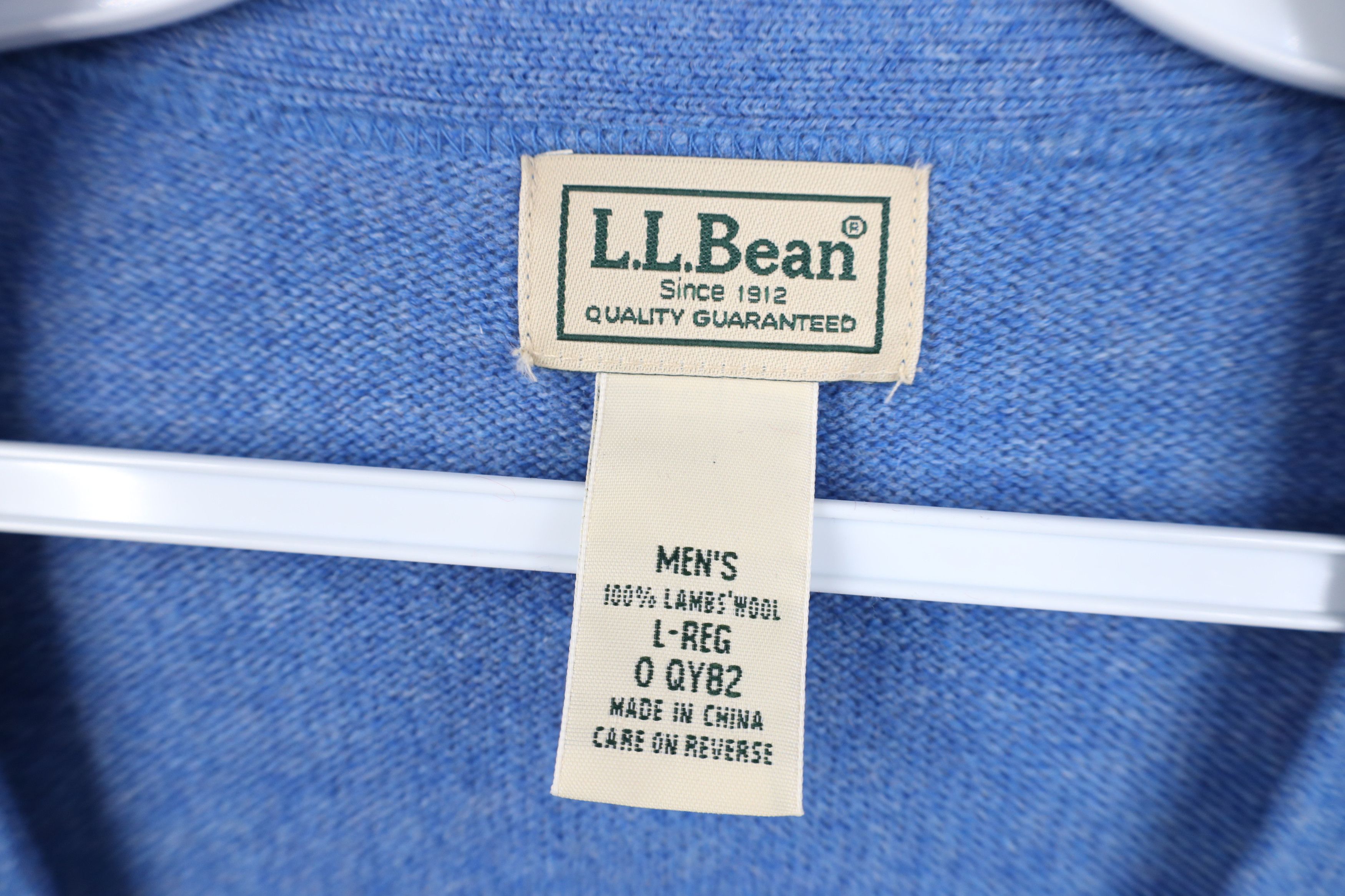 L.L. Bean Vintage LL Bean Blank Lambswool Knit Cardigan Sweater Blue Size US L / EU 52-54 / 3 - 8 Thumbnail