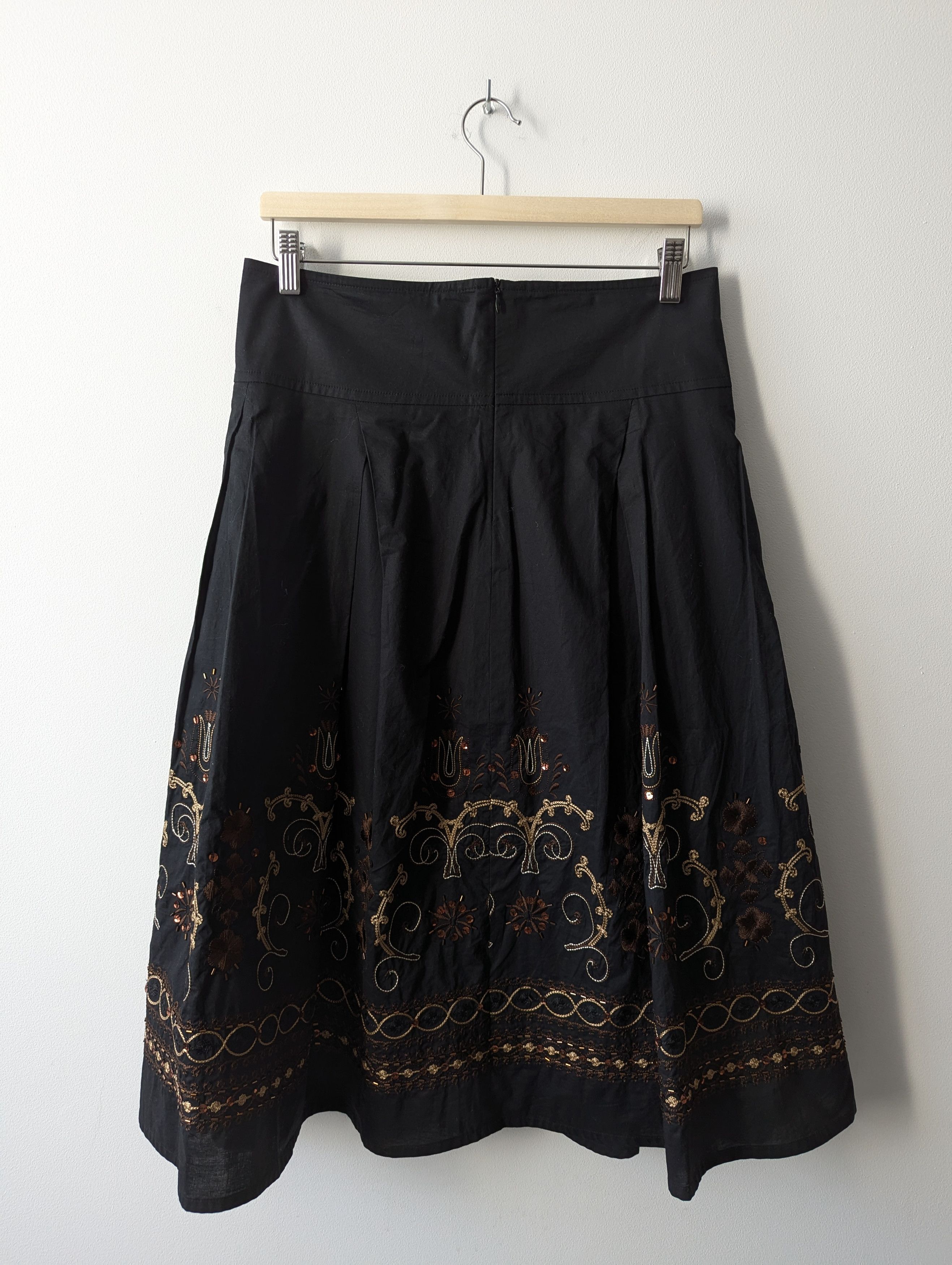 Other Apriori Embroidered Cotton Midi Skirt Black Boho Millenium Size 30" / US 8 / IT 44 - 8 Thumbnail