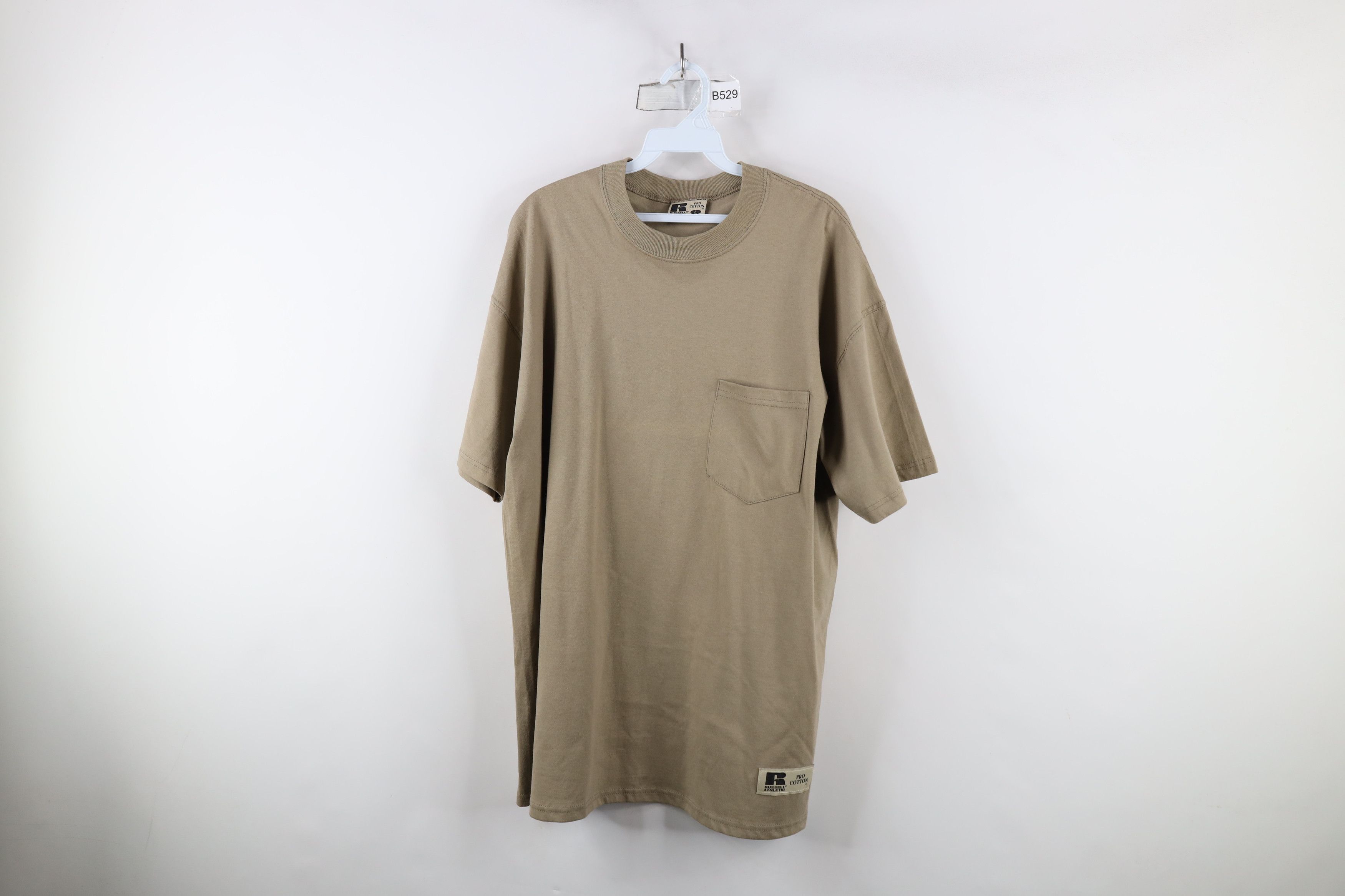 Russell Athletic × Vintage Vintage 90s Y2K Russell Athletic Blank Cotton T-Shirt Beige Size US L / EU 52-54 / 3 - 1 Thumbnail