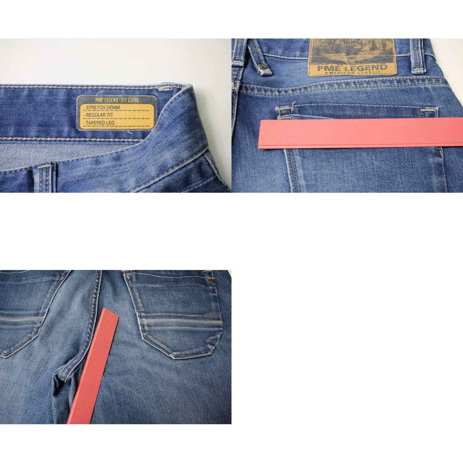 Vintage PME Legend Jeans Men's W29/L32 Tapered Fit Zip Fly Stretch Faded Whiskers Blue Jeans Size US 29 - 8 Thumbnail